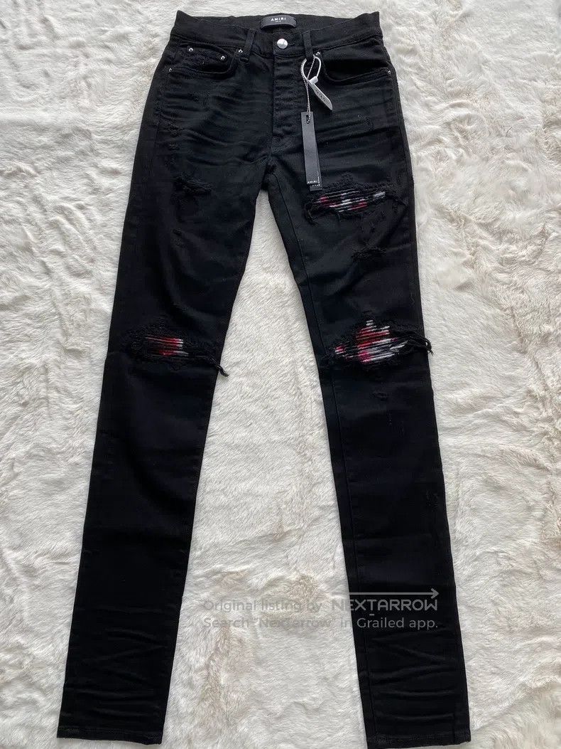 Amiri Amiri Size 30 Black water color split leather MX1 jeans Size US 30 / EU 46 - 1 Thumbnail