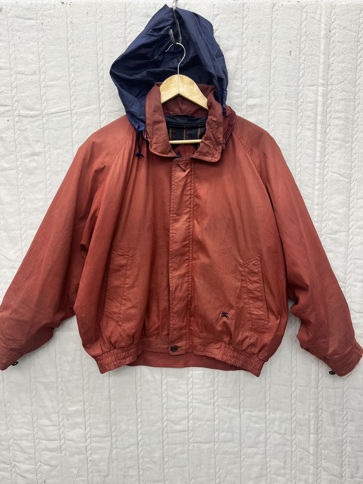 Burberry × Vintage VTG BURBERRY BOMBER JACKET HIDDEN HOODIE Size US M / EU 48-50 / 2 - 8 Thumbnail