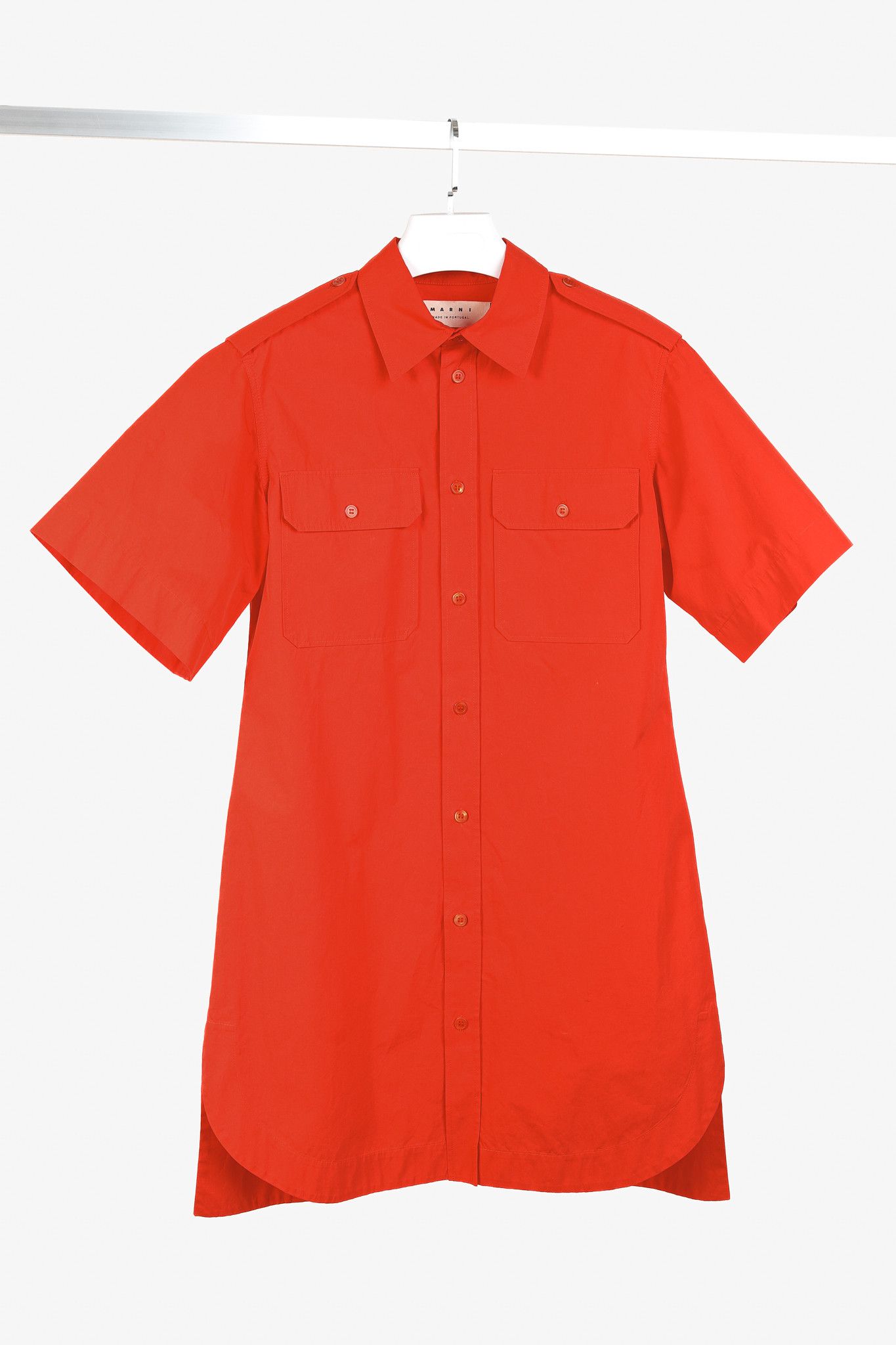 Marni Marni Red Cotton Poplin Short-Sleeve Shirt Dress Size M / US 6-8 / IT 42-44 - 1 Thumbnail