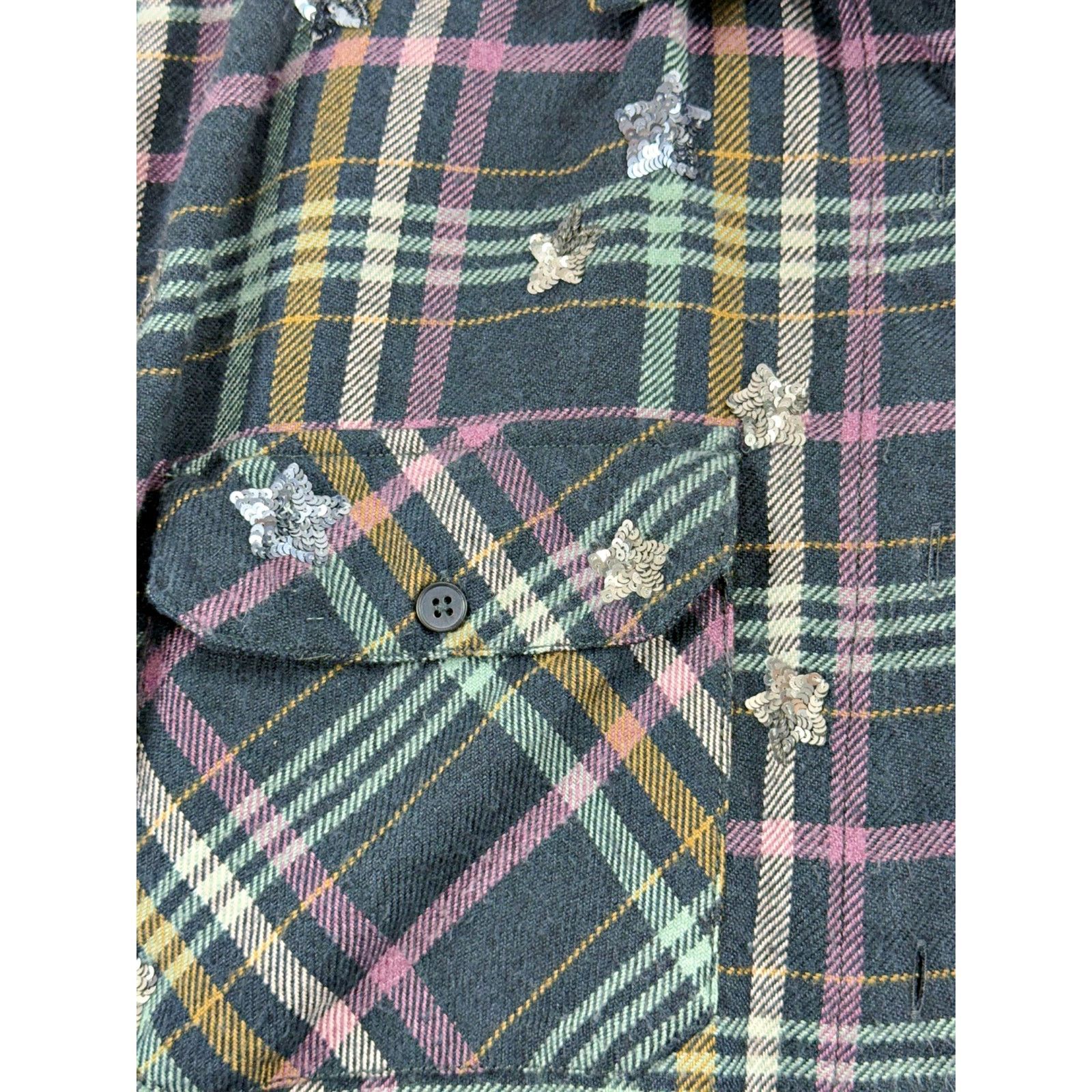 Free People Free People Gray Plaid Embellished wSequin Stars Shirts Sz S Size S / US 4 / IT 40 - 5 Thumbnail