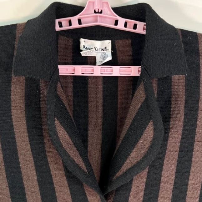Anne Klein VINTAGE Anne Klein Cardigan Wool Striped Button Front Cardigan Woman L Black/Brown 80s Style Mens? Women's Size L / US 10 / IT 46 - 5 Thumbnail