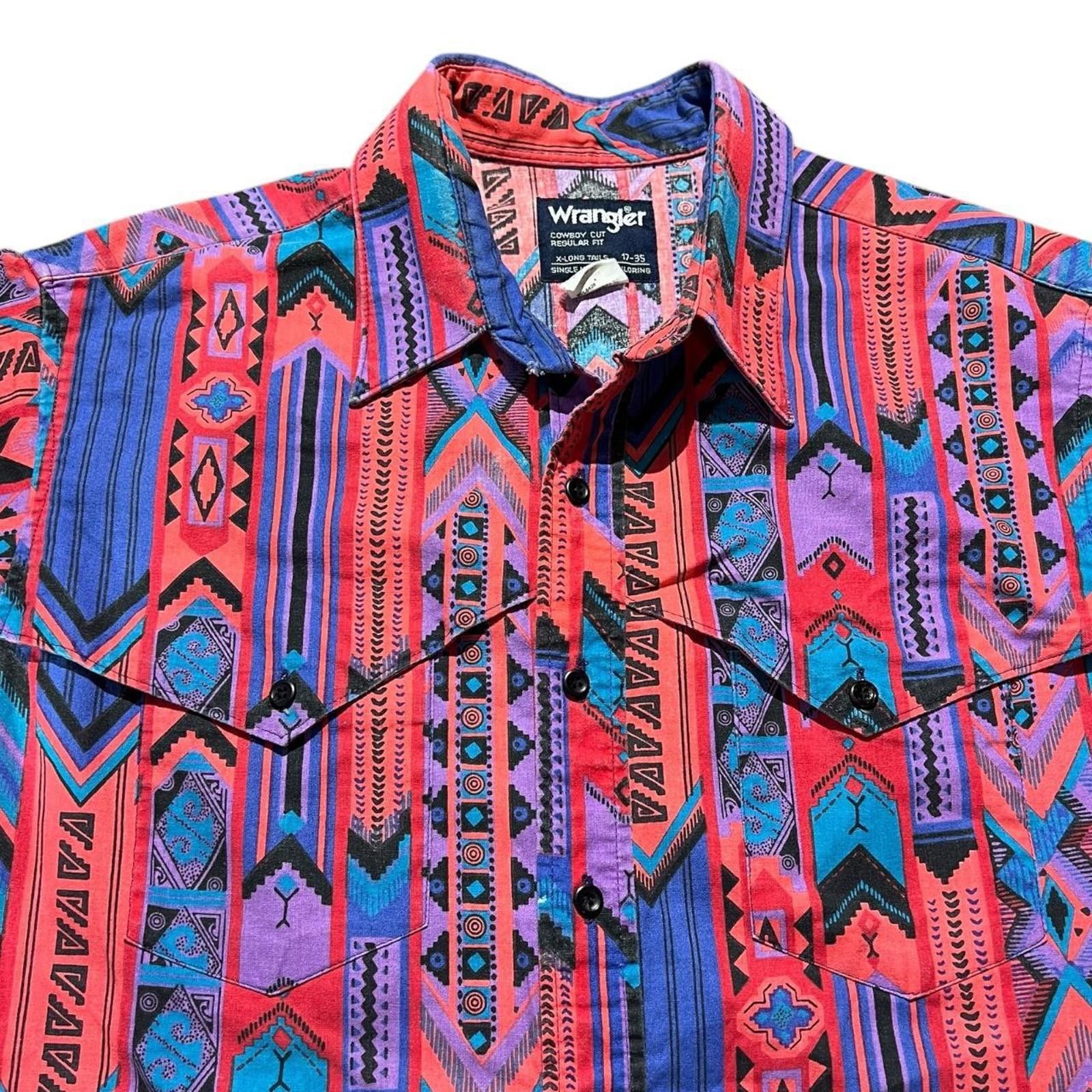 Wrangler Vintage 80s Wrangle Cowboy Western Button Up Bar Rat Hippy Size US XL / EU 56 / 4 - 3 Thumbnail