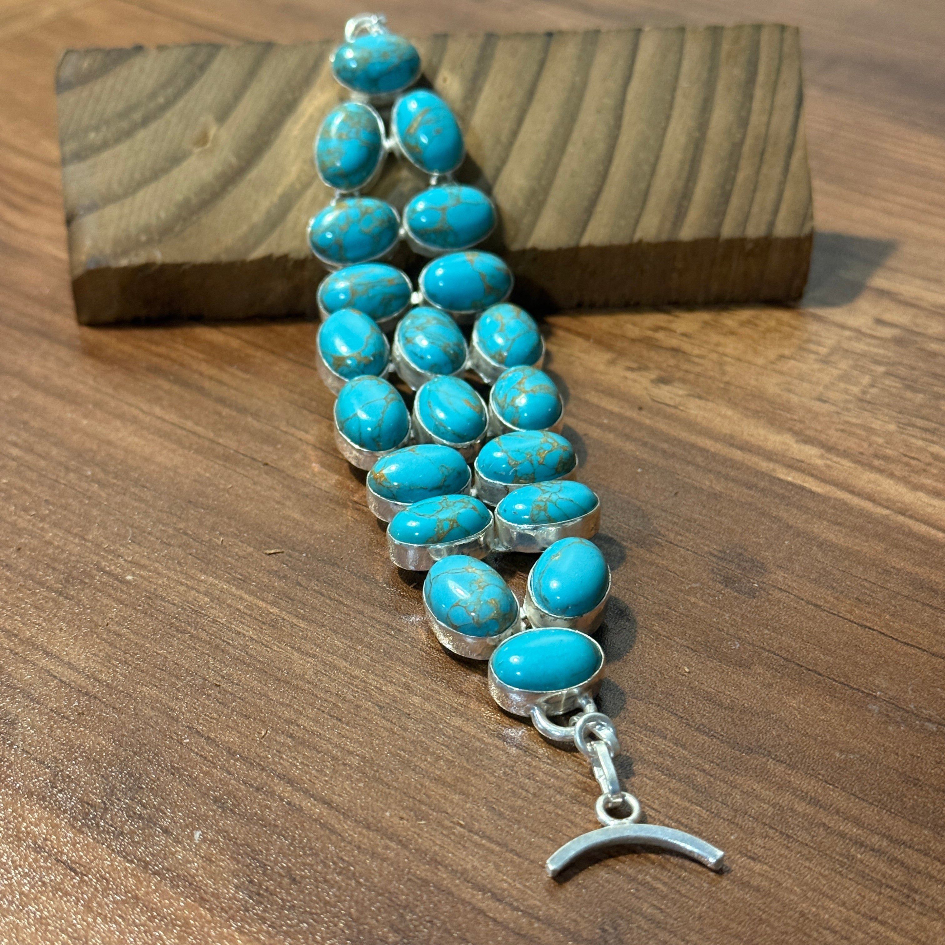 Other Blue Copper Dahlia Turquoise Gemstone Sterling Bracelet Size ONE SIZE - 5 Thumbnail