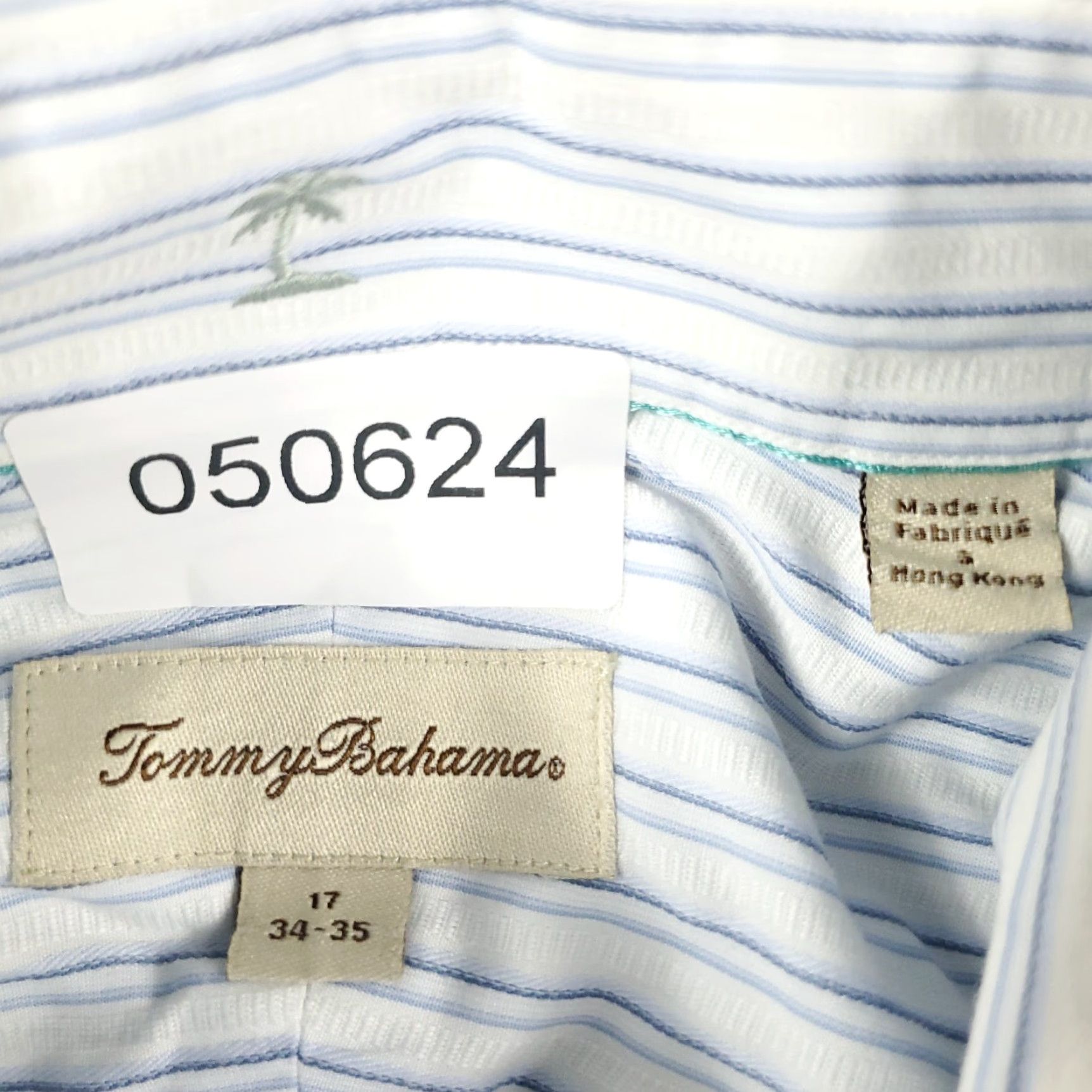 Tommy Bahama Tommy Bahama Dress Shirt Mens 17 Blue Striped Long Sleeve Button Up Casual Size 46R - 7 Thumbnail