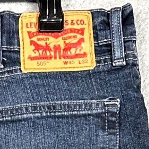 Levi's Levi's 505 Jeans Mens 40X27 Blue Regular Fit Straight 5 Pocket Stretch Casual EUC Size US 40 / EU 56 - 7 Thumbnail