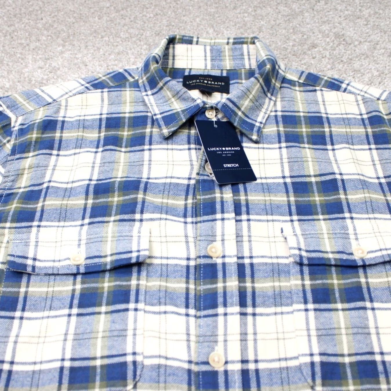 Lucky Brand Lucky Brand Button-Up Shirt Mens Medium Blue Plaid Cotton Long Sleeve NWT Size US M / EU 48-50 / 2 - 5 Thumbnail