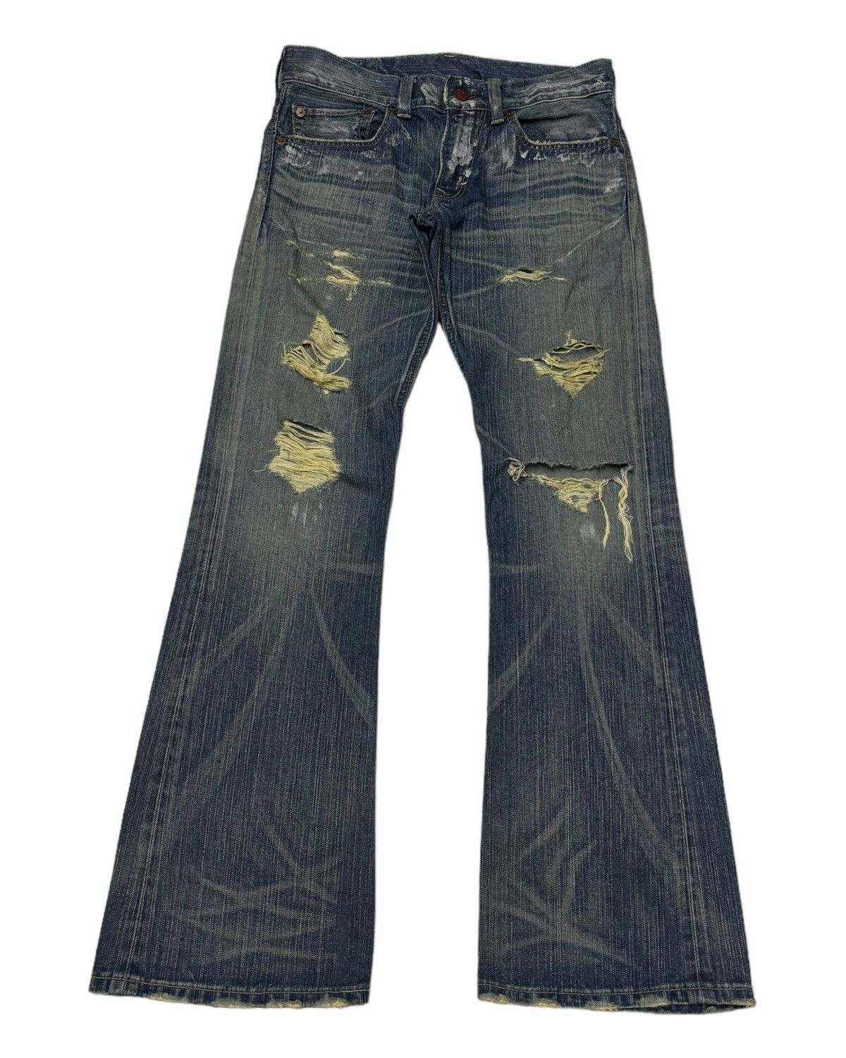 14th Addiction FLARED🔥VINTAGE EDWIN 503 FLARE DISTRESSED DENIM JEANS Size US 32 / EU 48 - 5 Thumbnail