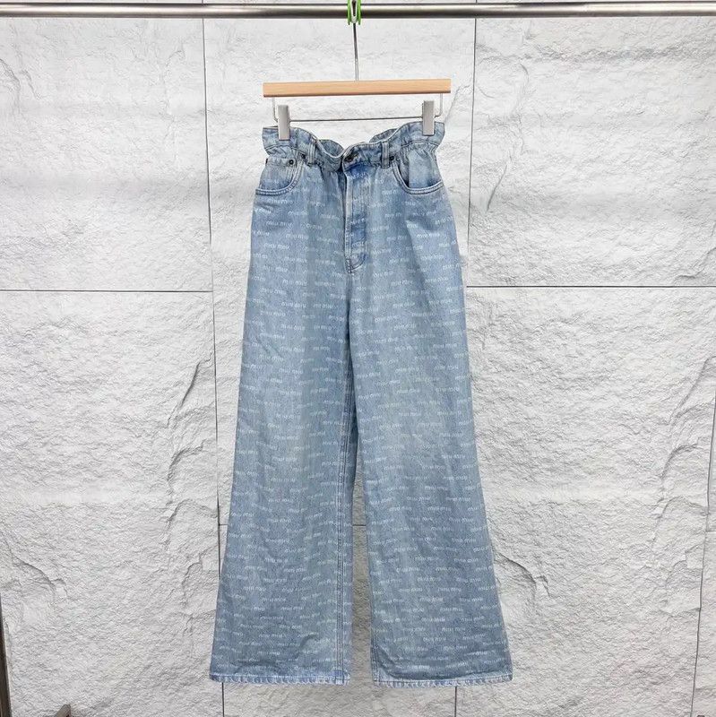 Miu Miu Miu Miu Blue Cotton Denim Trousers 0089 Size 28" / US 6 / IT 42 - 1 Thumbnail