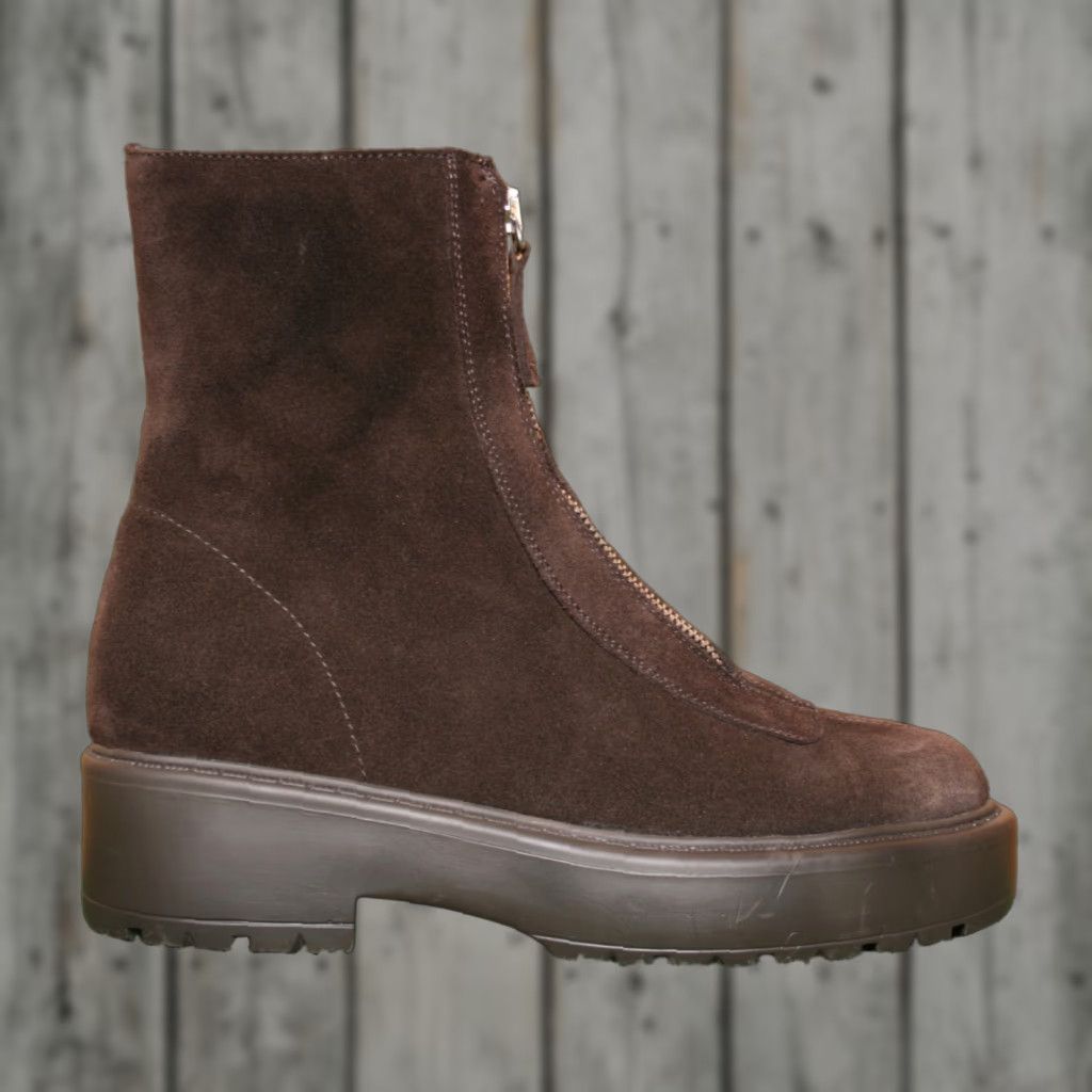 Steve Madden STEVE MADDEN Monrow Brown Suede Front Zip Lug Platform 7" Combat Boots Sz. 9M Womens Shoes Boots Size US 9 / IT 39 - 1 Thumbnail