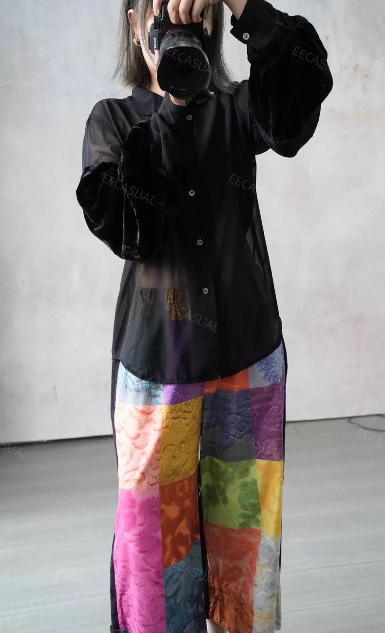 Comme des Garcons Comme Des Garcons Black Velvet Shirt with Lantern Sleeves Size M / US 6-8 / IT 42-44 - 4 Thumbnail