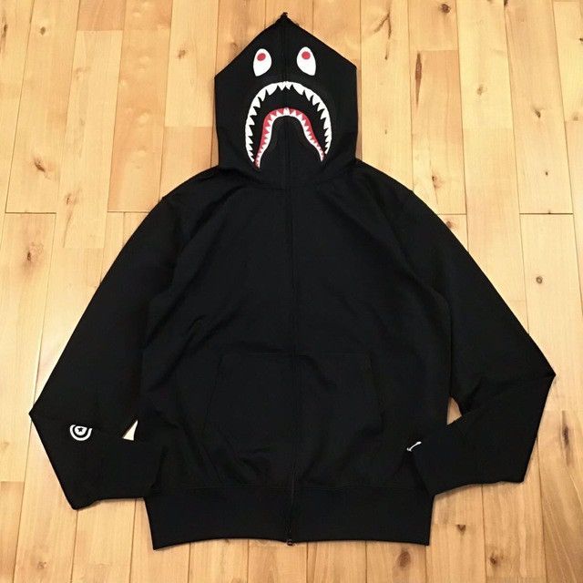 2009 BAPE Teriyaki Jersey Shark Full Zip Hoodie APE NIGO
