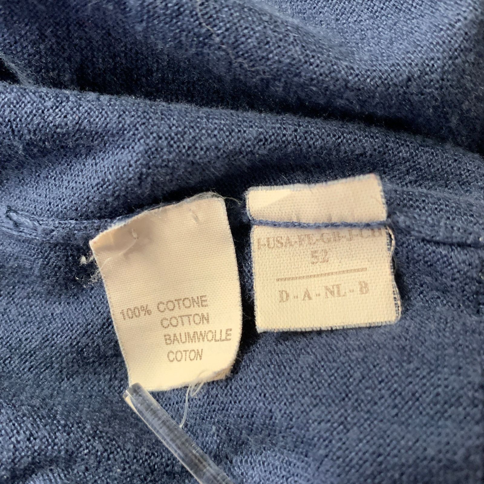 Brunello Cucinelli BRUNELLO CUCINELLI Navy Grey Cotton Zip Mock Neck Sweater Size US L / EU 52-54 / 3 - 7 Thumbnail
