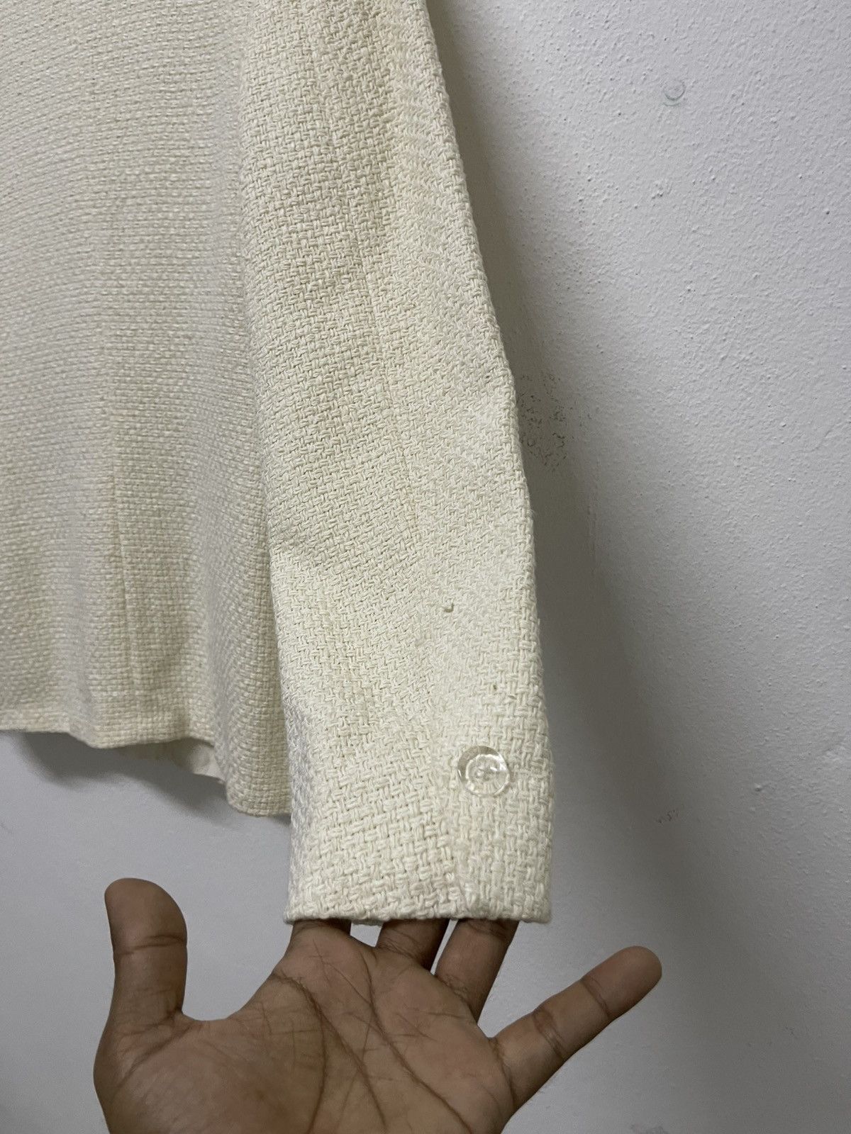 agnes b. 1990s AGNES B OFF-WHITE TEXTURED ZIPPER JACKET Size XS / US 0-2 / IT 36-38 - 12 Thumbnail