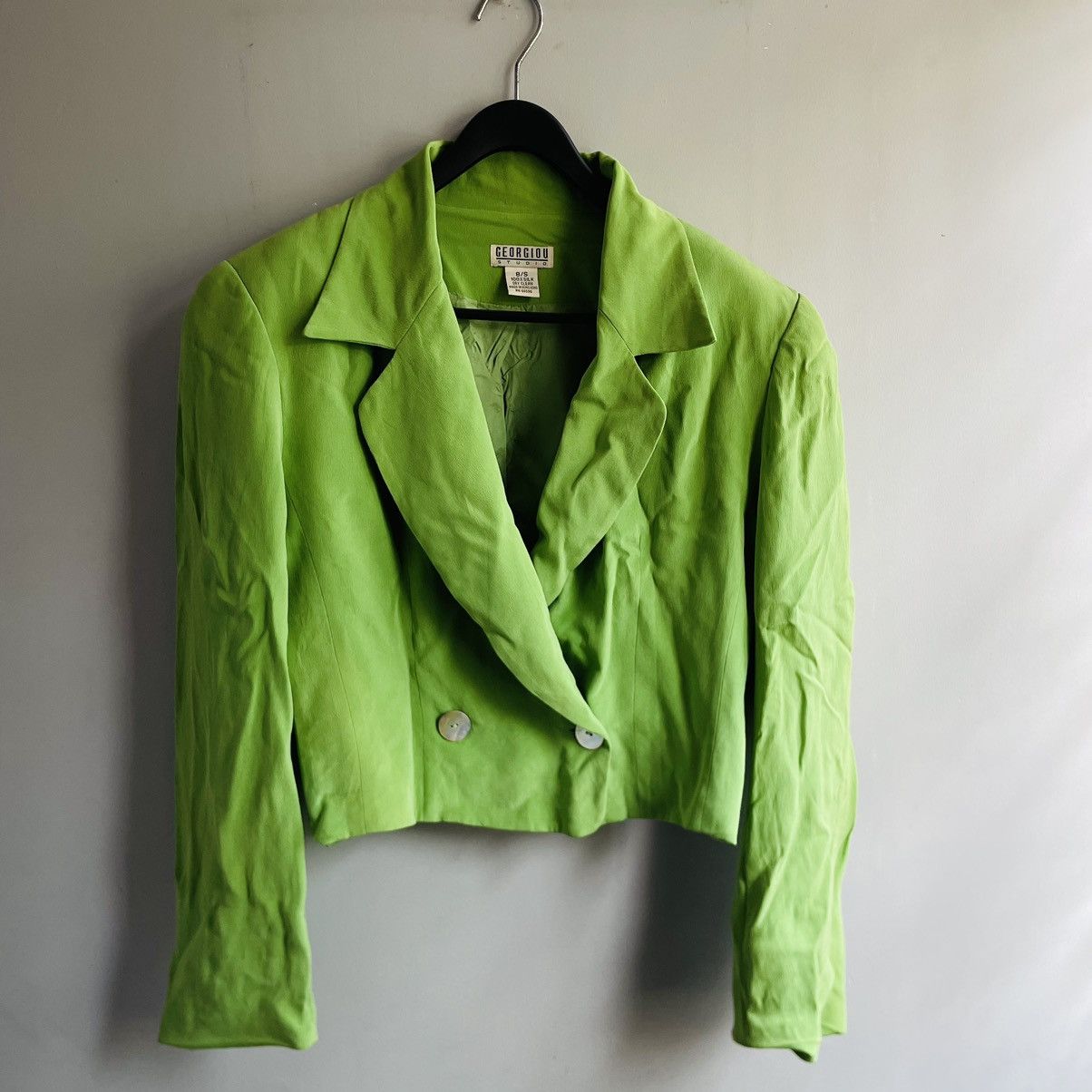 Japanese Brand × Seditionaries × Vintage Japanese Vintage Green Silk Cropped Blazer Size S / US 4 / IT 40 - 3 Thumbnail