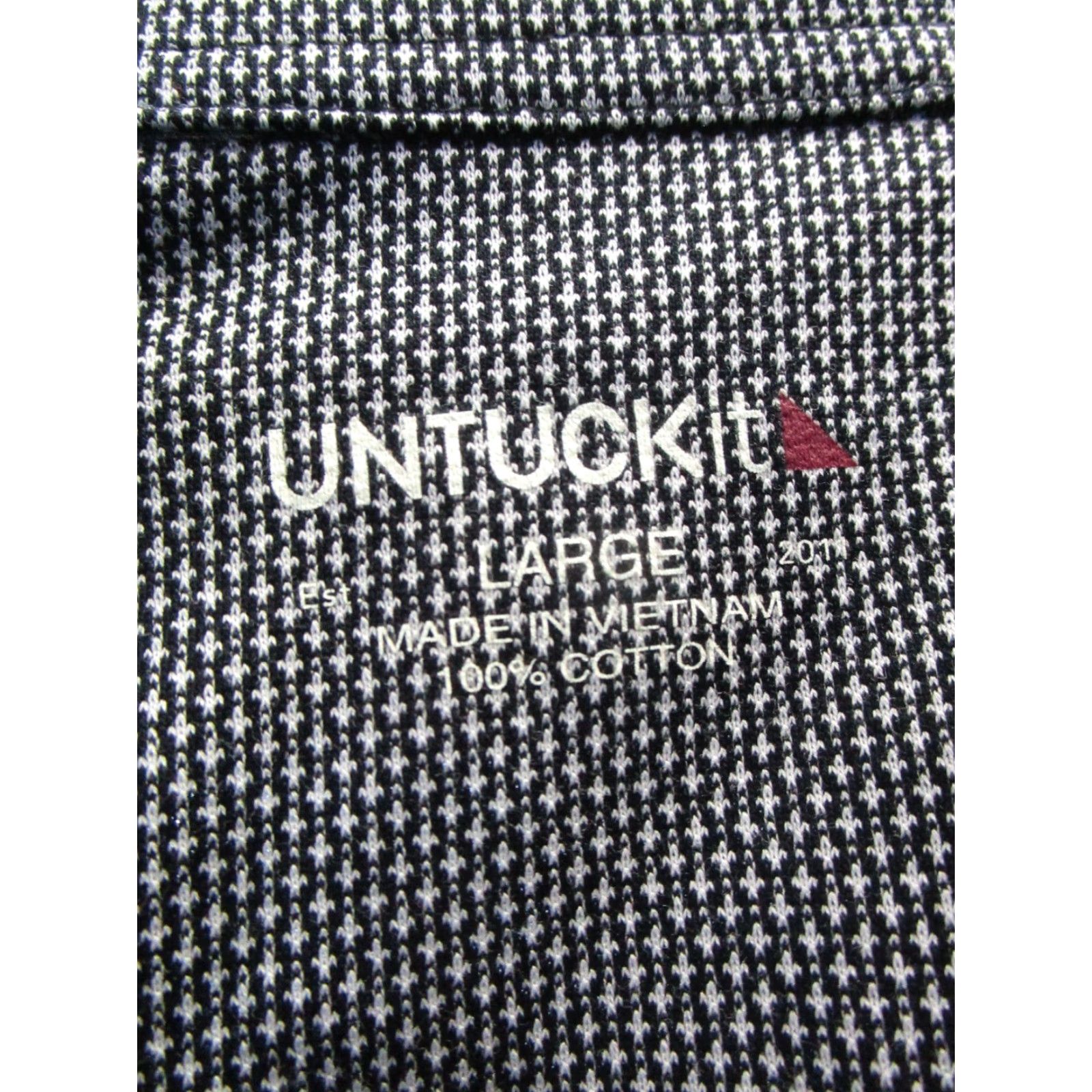 UNTUCKit UNTUCKit Polo Shirt Mens Large Gray Cotton Golf Herringbone Long Sleeve Button-Front Collared Golfwear Mens L Gray UNTUCKit Polo Size US L / EU 52-54 / 3 - 3 Thumbnail