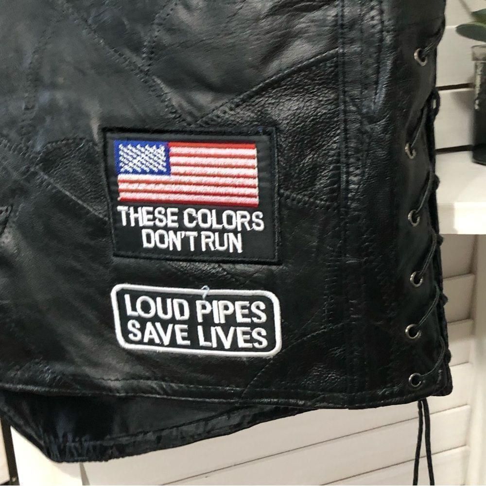 Other NWOT genuine Buffalo leather eagle patch biker black vest L Size US L / EU 52-54 / 3 - 3 Thumbnail