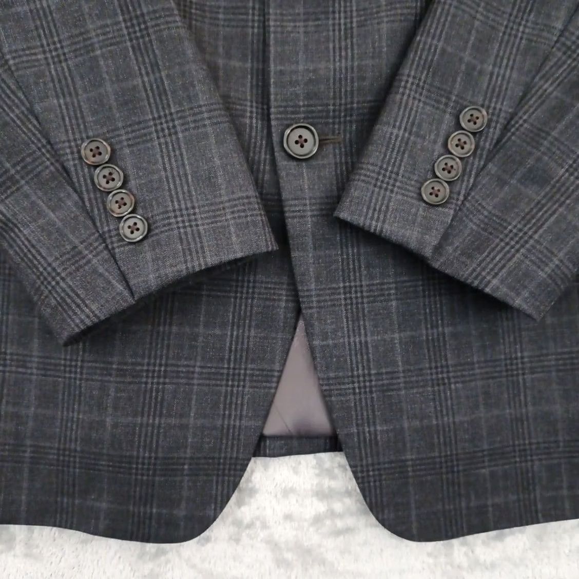 Ralph Lauren Lauren Ralph Lauren Blazer Mens 44 Long Gray Plaid Two Button Double Vent Notch Lapel 2 Piece Wool Polyester Jacket Coat Streetwear Mens Size 44R - 4 Thumbnail