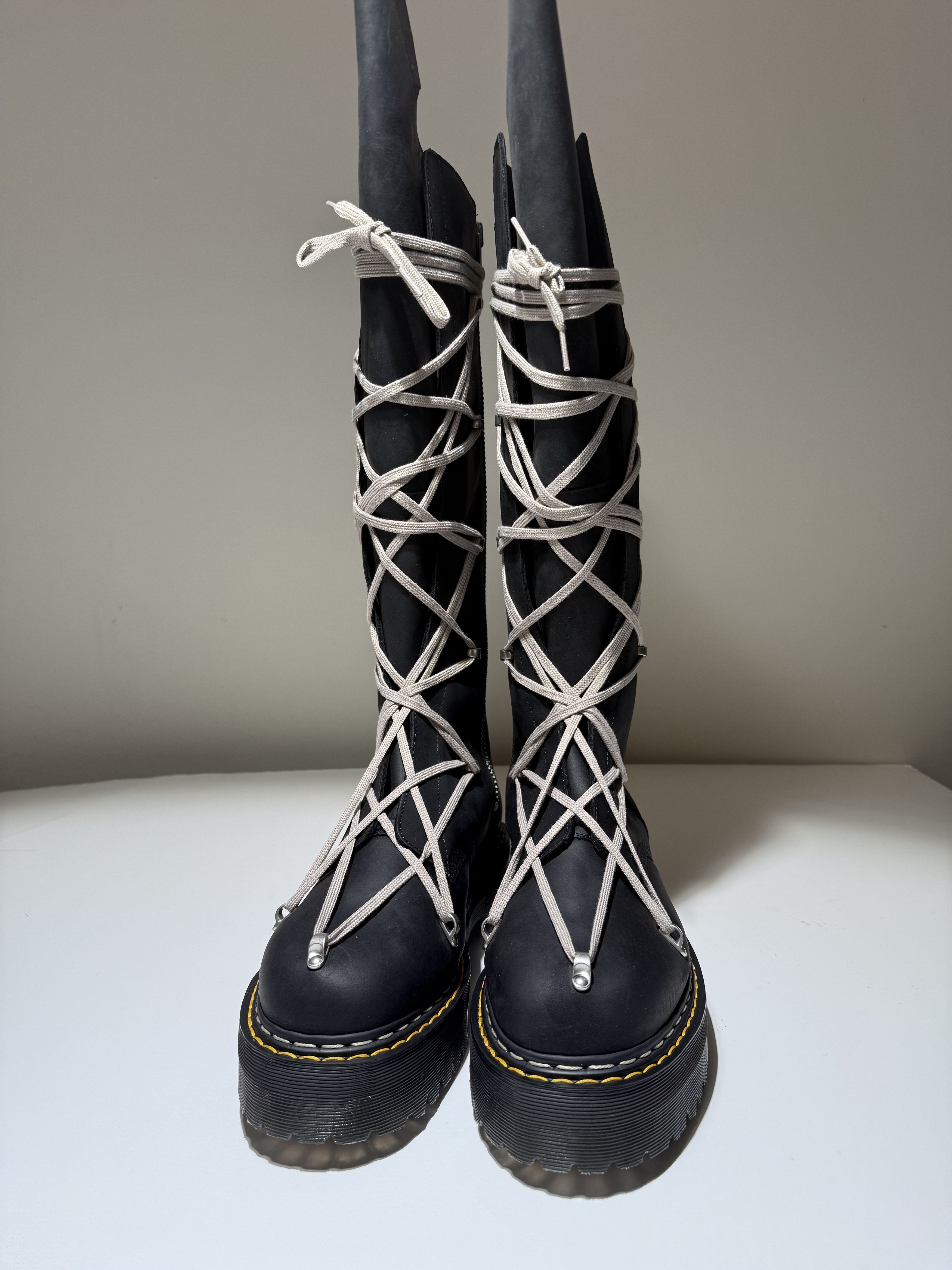 Dr. Martens × Rick Owens Pentalace Leather Platform Boots Size US 13 / EU 46 - 1 Thumbnail