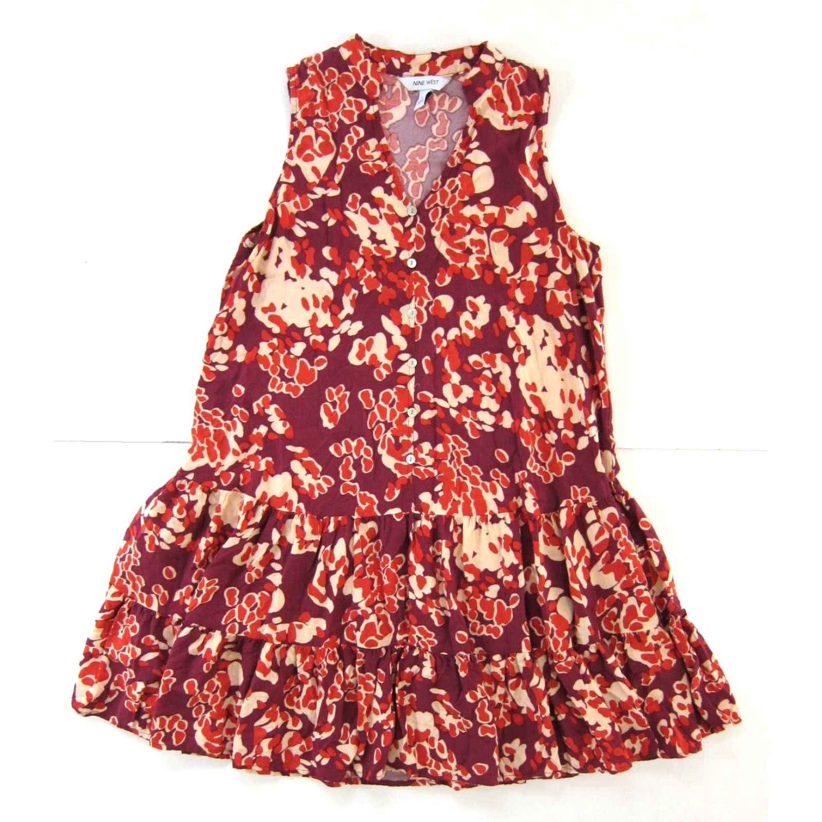 Nine West Nine West Pink Red Abstract High Neck Sleeveless Tunic Dress Small Size S / US 4 / IT 40 - 2 Thumbnail
