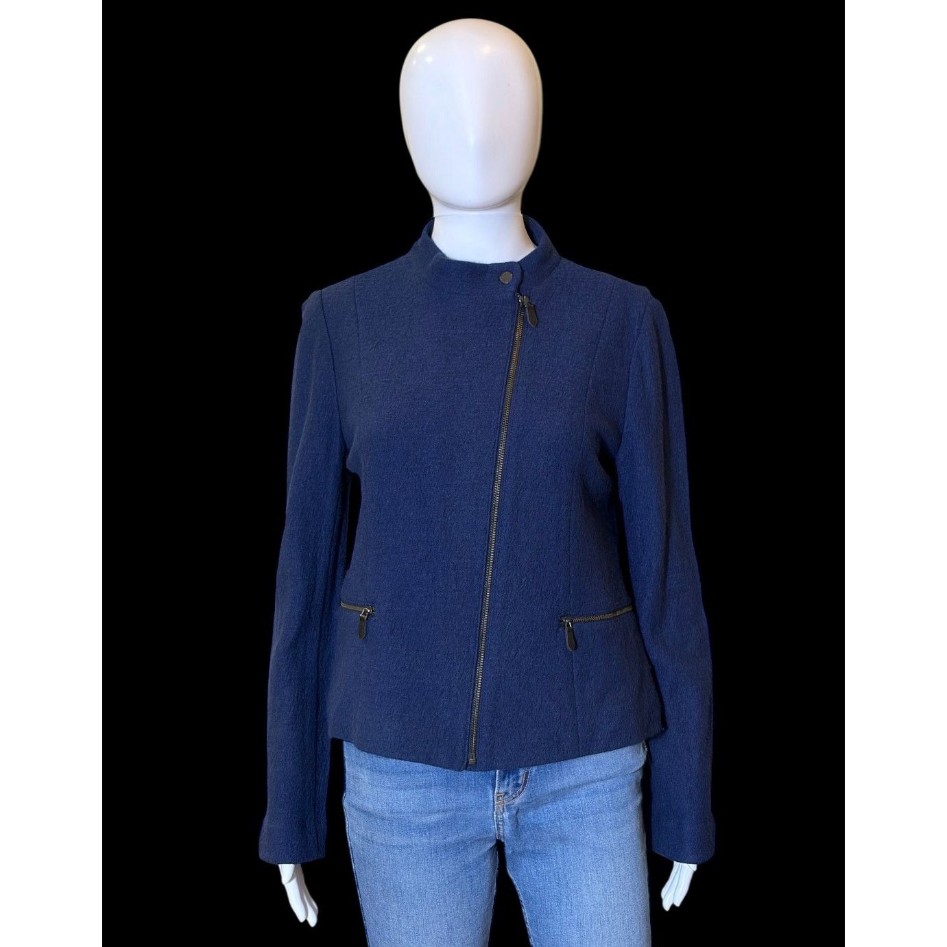 Talbots Talbots Coat Jacket Navy Blue Wool Blend Full Zip Pockets Size M / US 6-8 / IT 42-44 - 1 Thumbnail