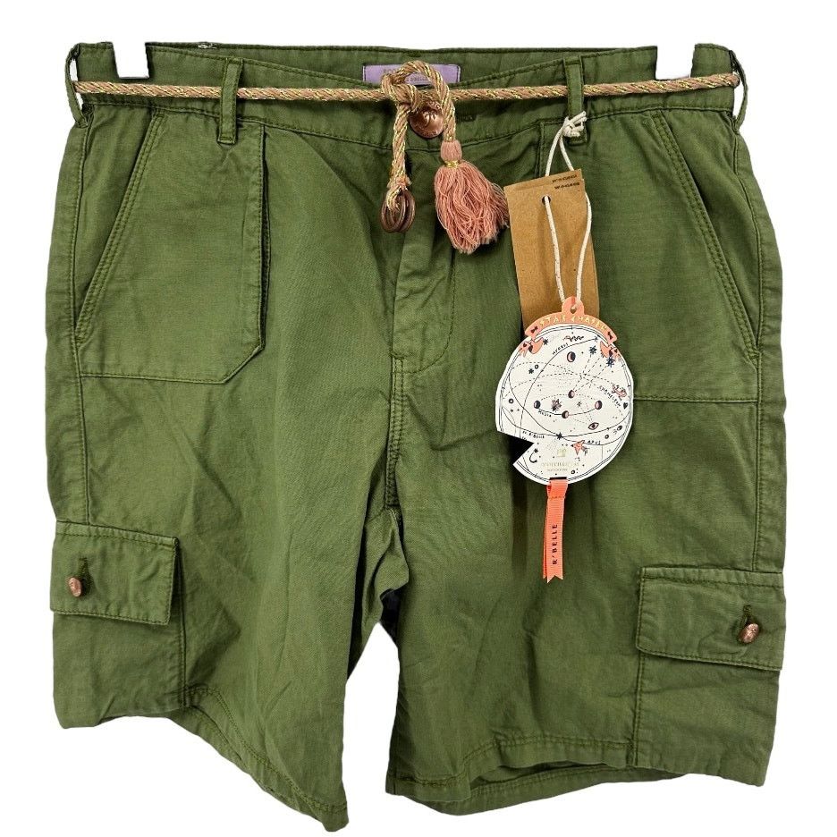 Scotch & Soda Cargo Shorts Tassel Tie Waist Y2K Green 16 NWT