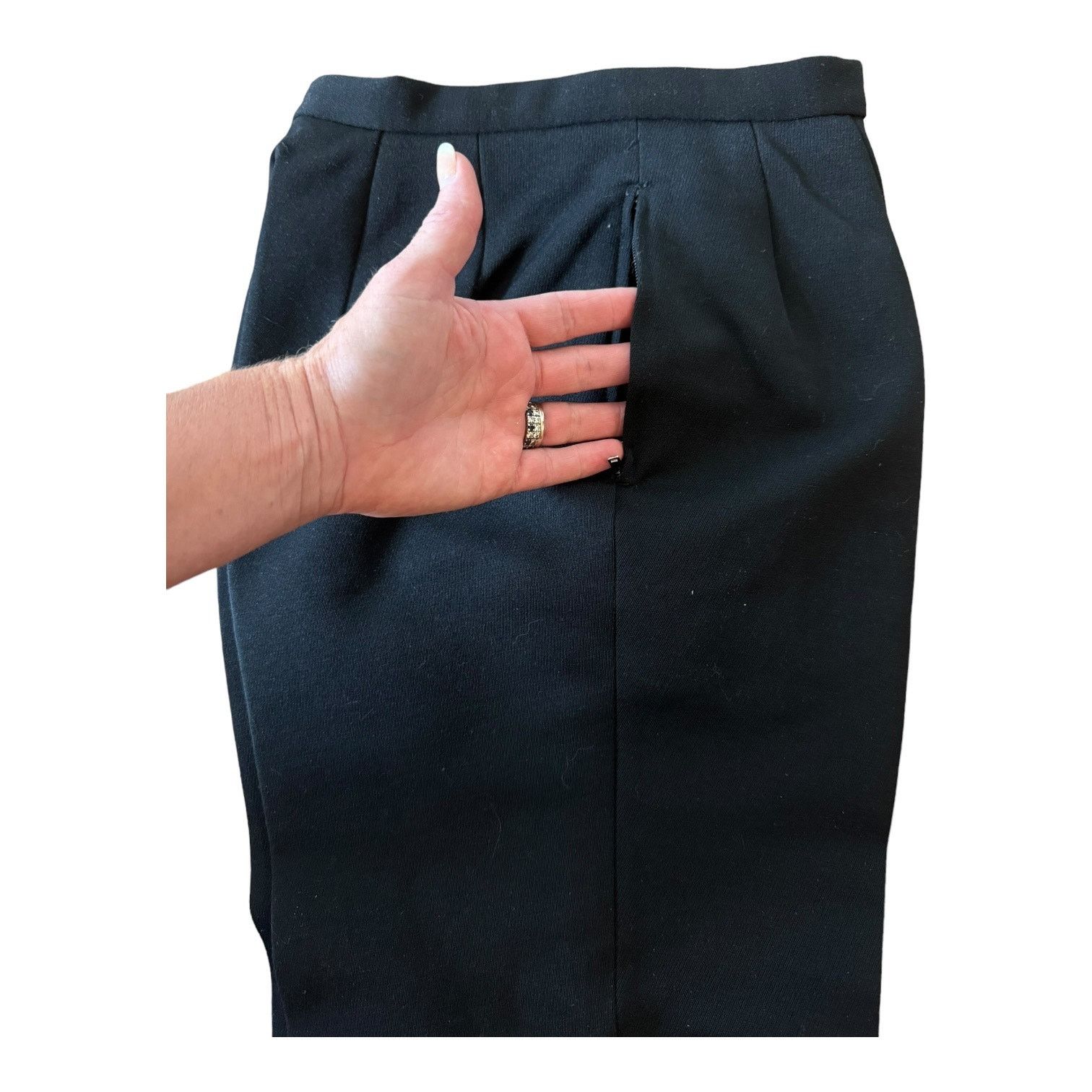 Vintage 1960s Helanca Wool Blend Stirrup Ski Pants Black small Size 27" / US 4 / IT 40 - 7 Thumbnail