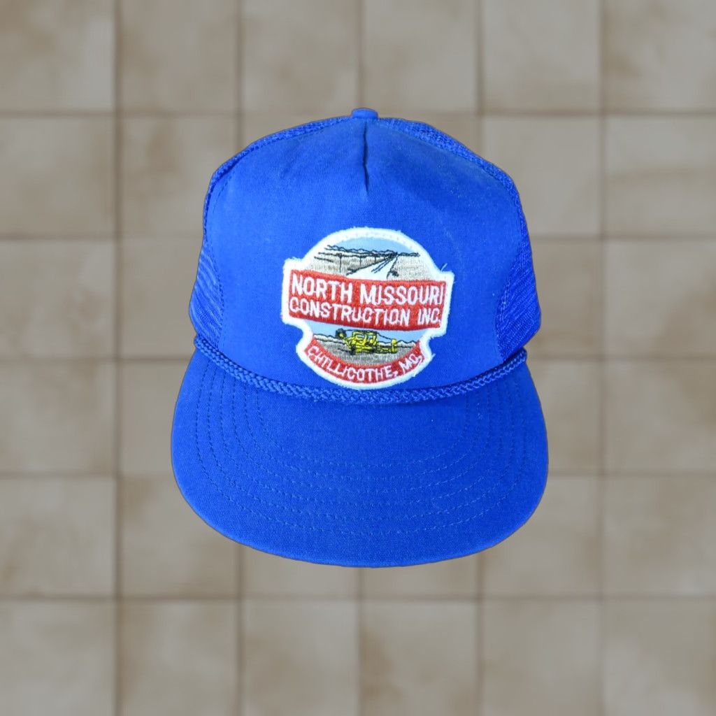 Vintage VINTAGE USA Trucker Hat Patch North Missouri construction INC. Adjustable Nylon Black Mens Hat 60s 70s 80s USA 70s 80s Size ONE SIZE - 1 Thumbnail