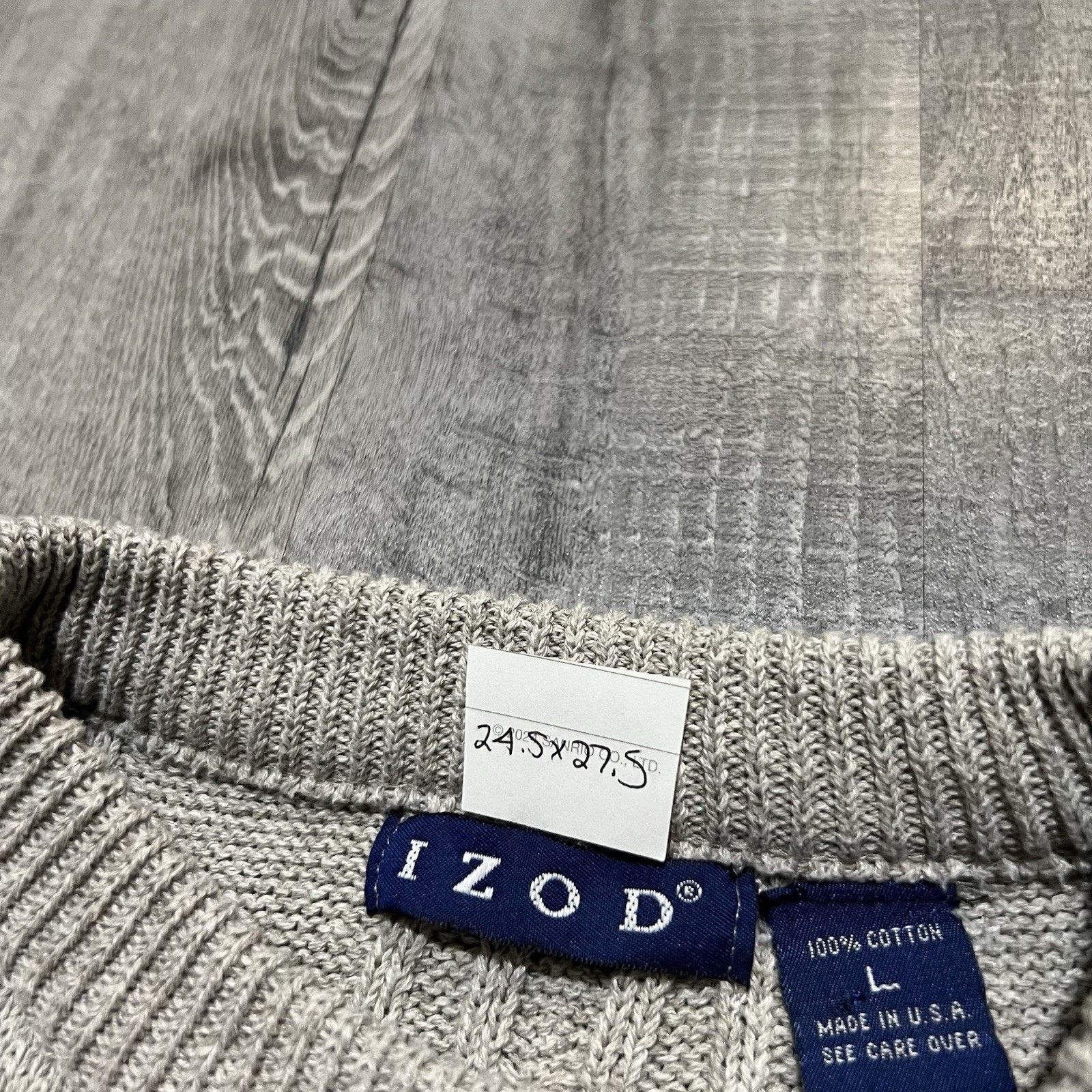 Izod Vintage Izod Grey Cable Knit Crest Logo Men's Sweater 90s Size US L / EU 52-54 / 3 - 4 Thumbnail