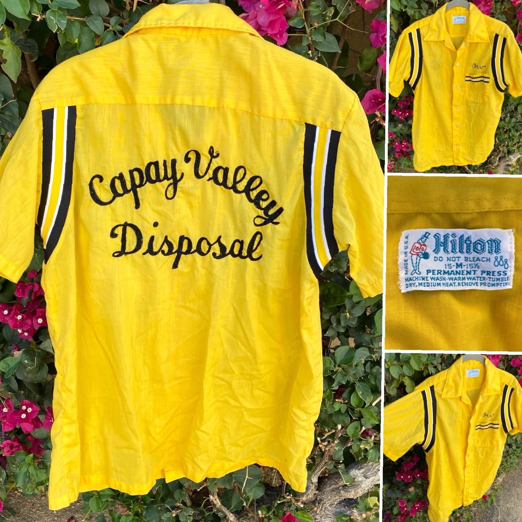 Vintage VINTAGE Hilton Bowling Shirt Short Sleeve M Yellow Capay Valley Disposal Rockabilly Shirt Mens Size US M / EU 48-50 / 2 - 2 Thumbnail