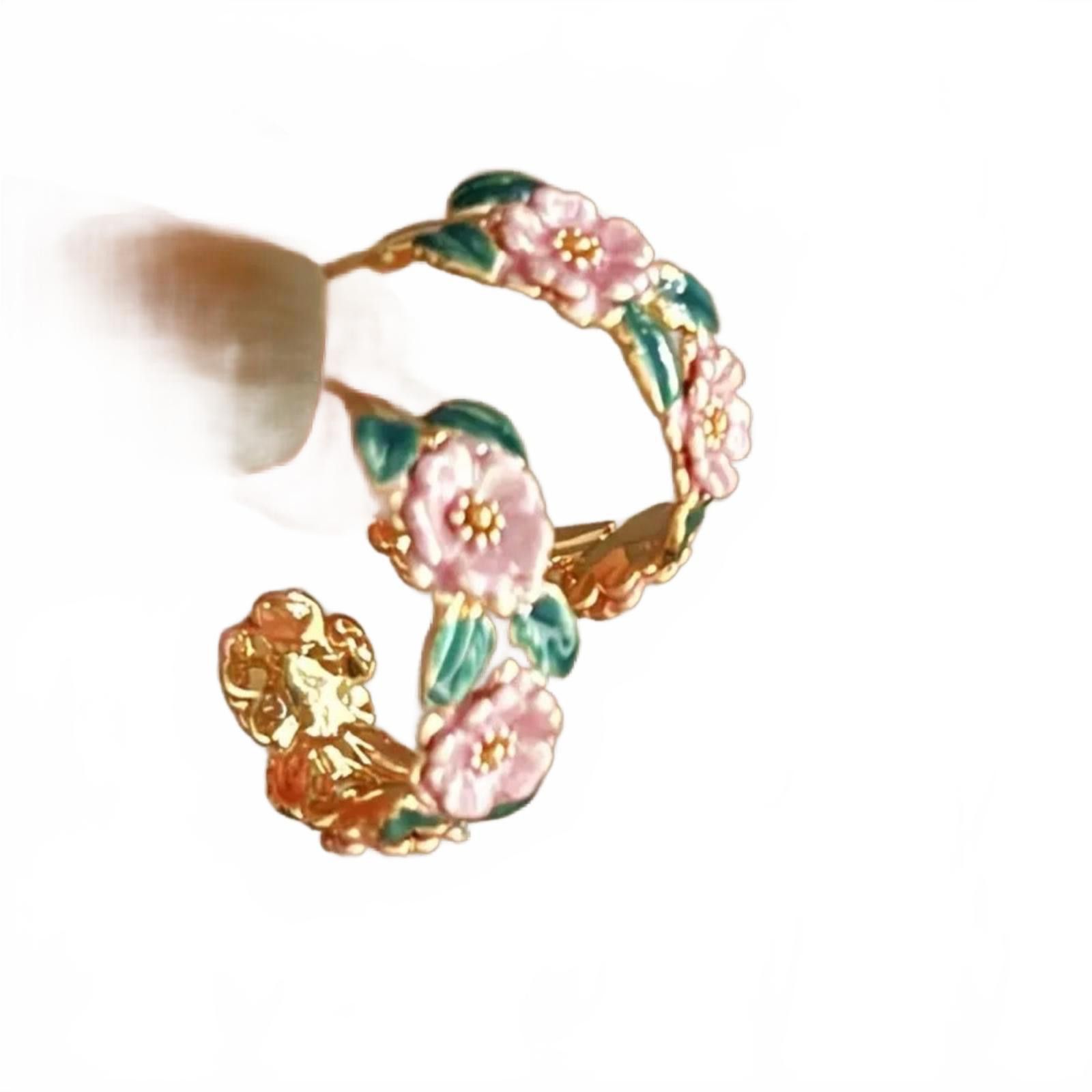 Designer Flower And And Leaf Vintage Inspired Hoop Earrings Size ONE SIZE - 5 Thumbnail