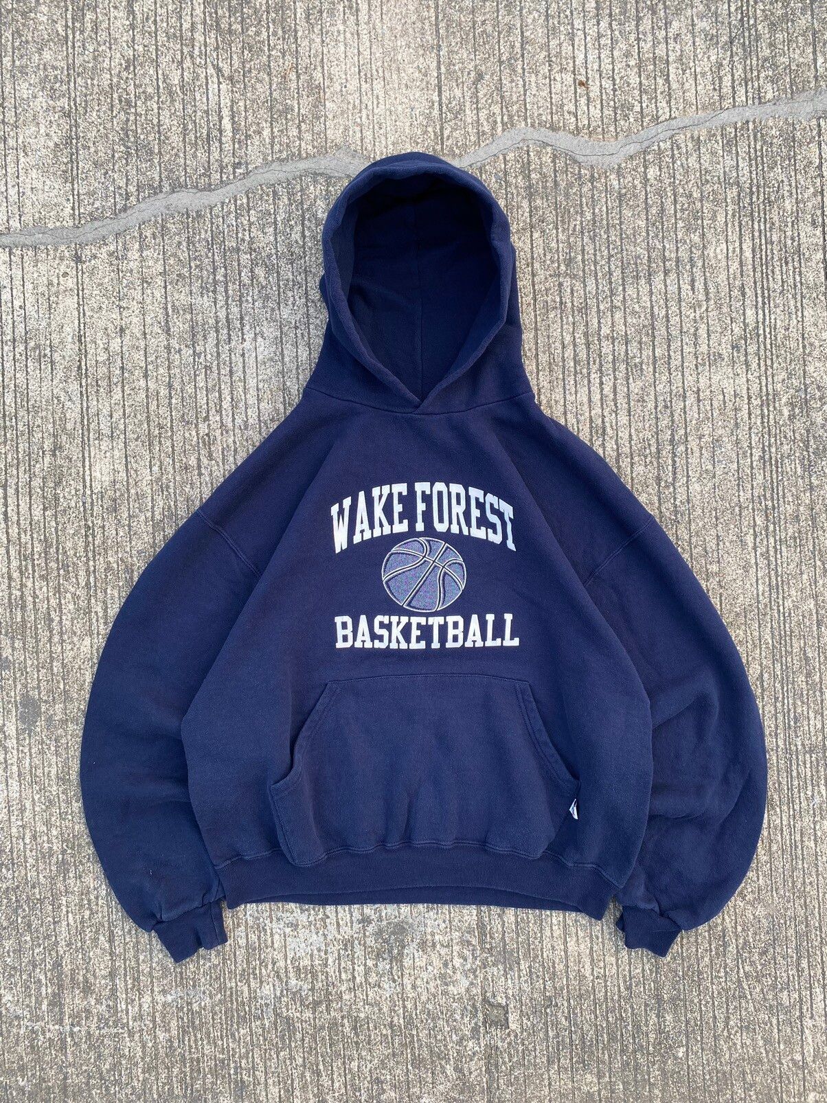 Pre-owned Russell Athletic X Vintage Vtg Navy Russell Athletic Hoodie