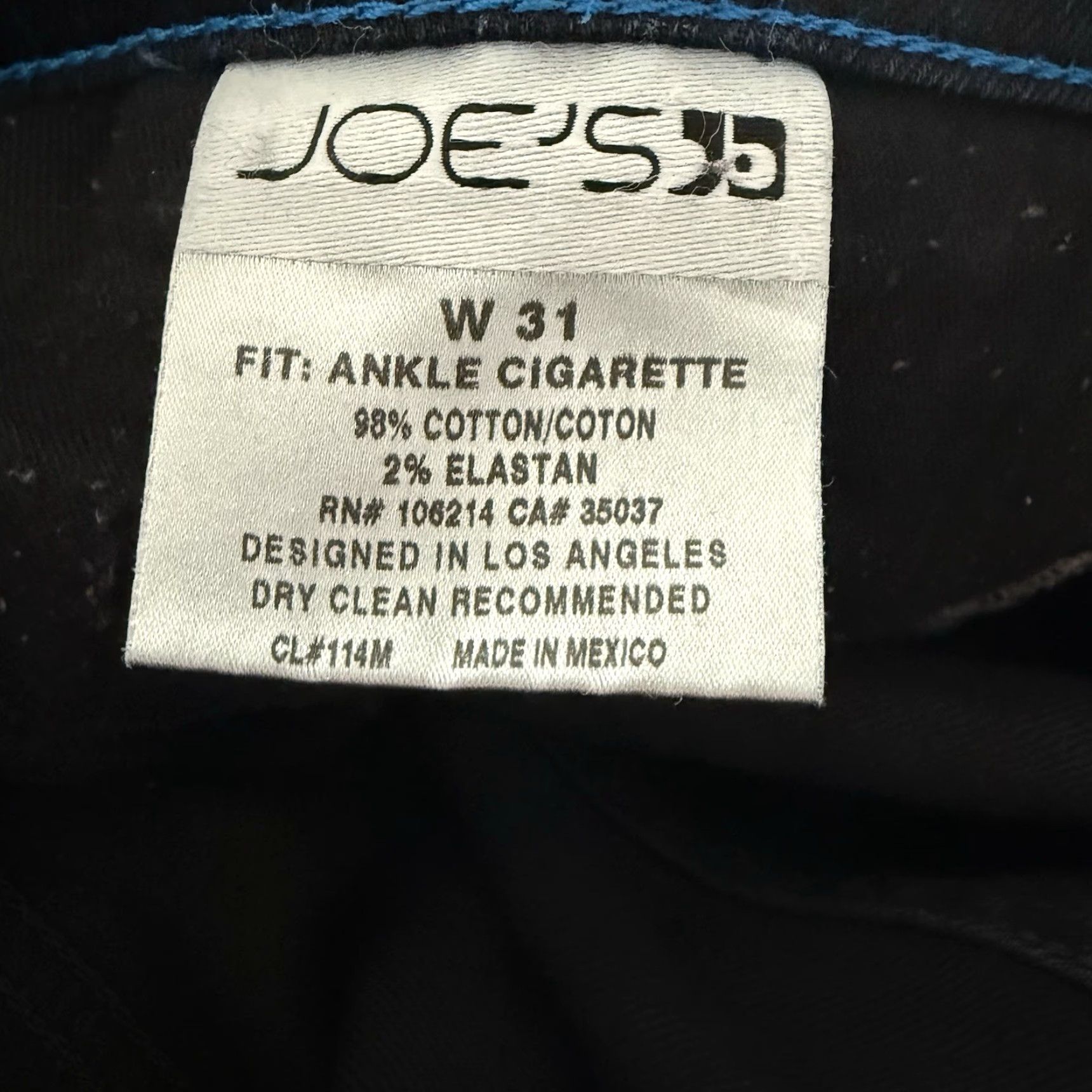 Vintage Joe's Jeans Ankle Cigarette Womens 31 Dark Wash Denim Ankle Buttons Blue Reed Stretch 5-Pocket Classic Slim Jeans Womens Size 24" / US 00 / IT 34 - 4 Thumbnail