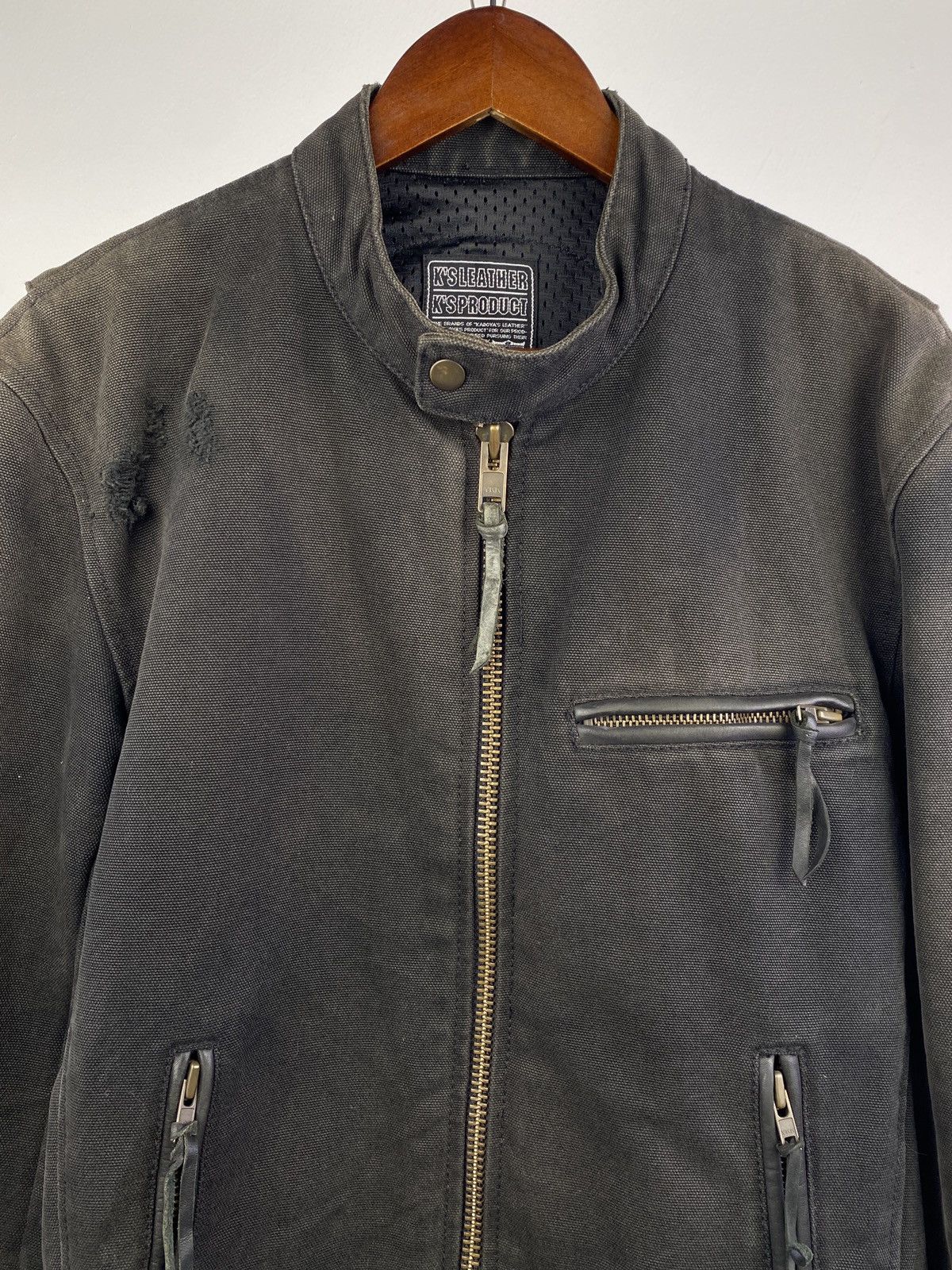 Kadoya Kadoya Sunfaded Distressed Cotton Biker Jacket Size US L / EU 52-54 / 3 - 7 Thumbnail