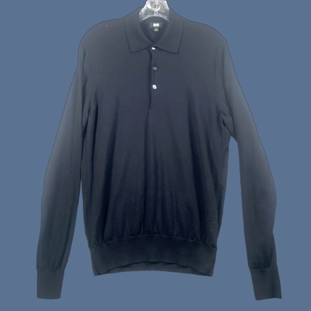Uniqlo Uniqlo Mens Long Sleeve Pullover Wool Knit Collared Black Size M Sweater Size US M / EU 48-50 / 2 - 1 Thumbnail