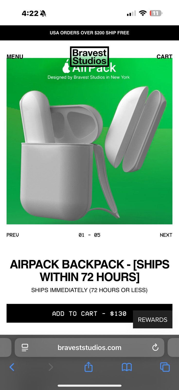 Bravest Studios BRAVEST STUDIOS AIRPACK BACKPACK Size ONE SIZE - 4 Thumbnail