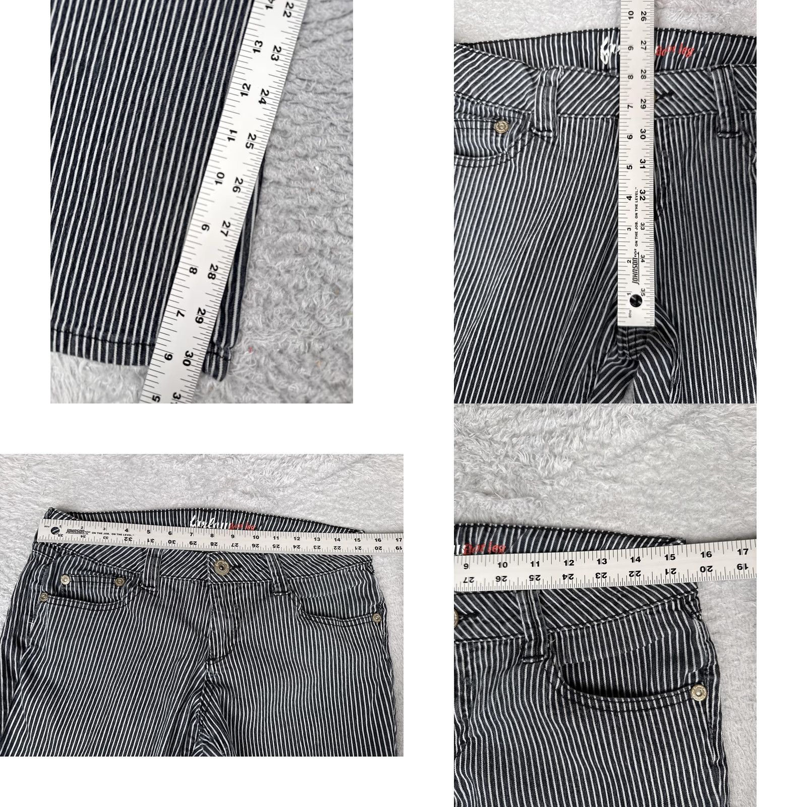 Furla Furlau Jeans Bootcut Jeans Juniors 11 Black Striped Low Rise Stretch 30x31 Size 32" / US 10 / IT 46 - 8 Thumbnail
