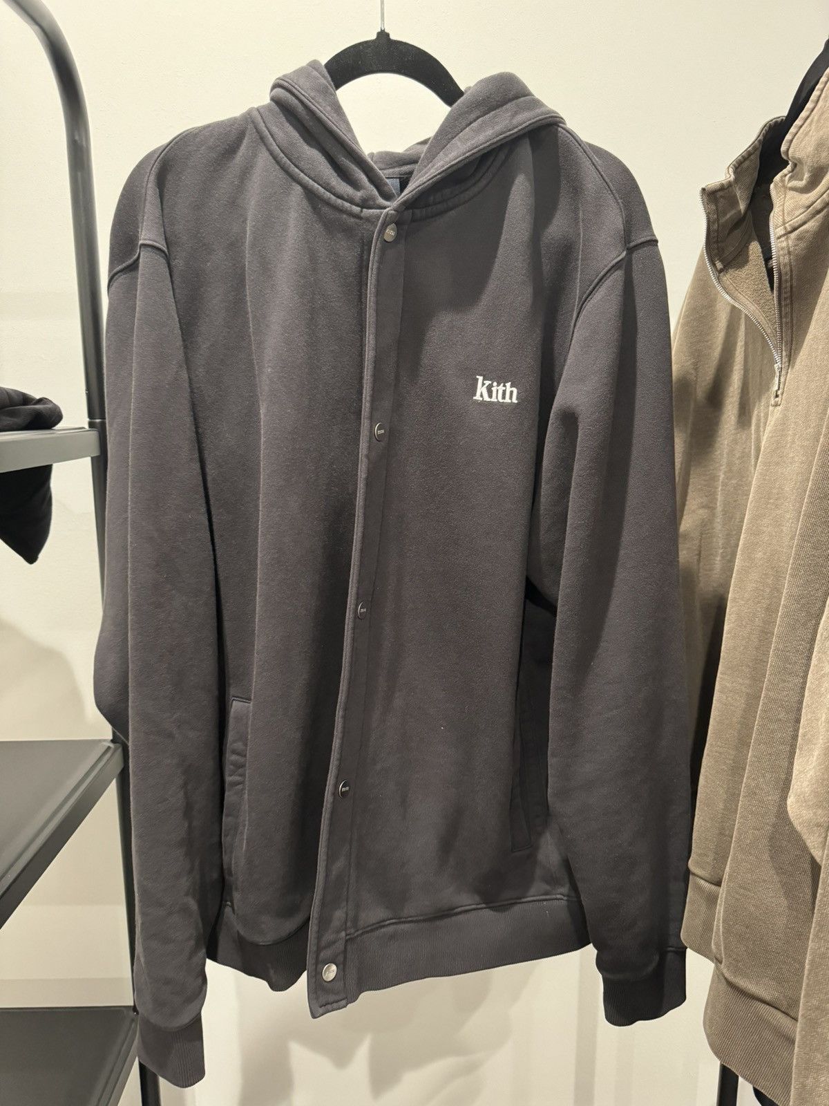 Image of Kith Snap Button Black Hoodie, Men's (Size XL)