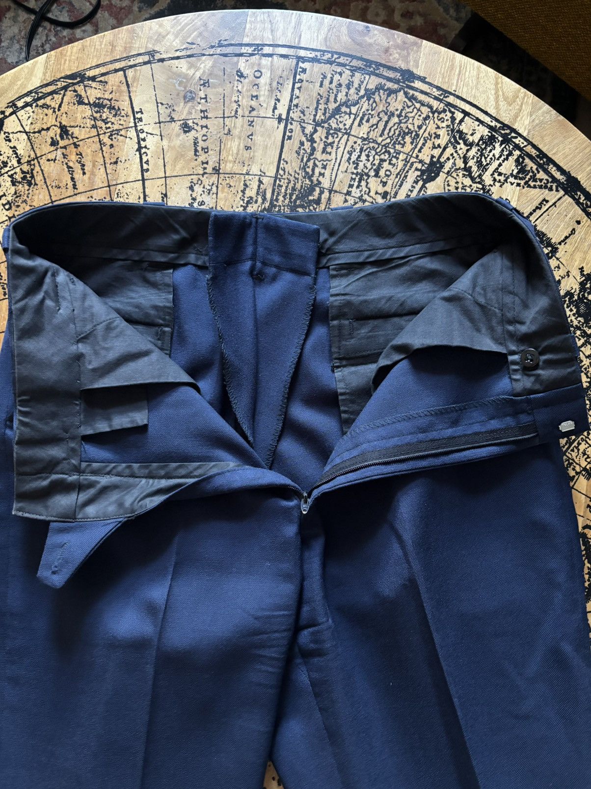 Vintage 1950s High Waisted Navy Trousers Lightning Zip Size US 32 / EU 48 - 6 Thumbnail