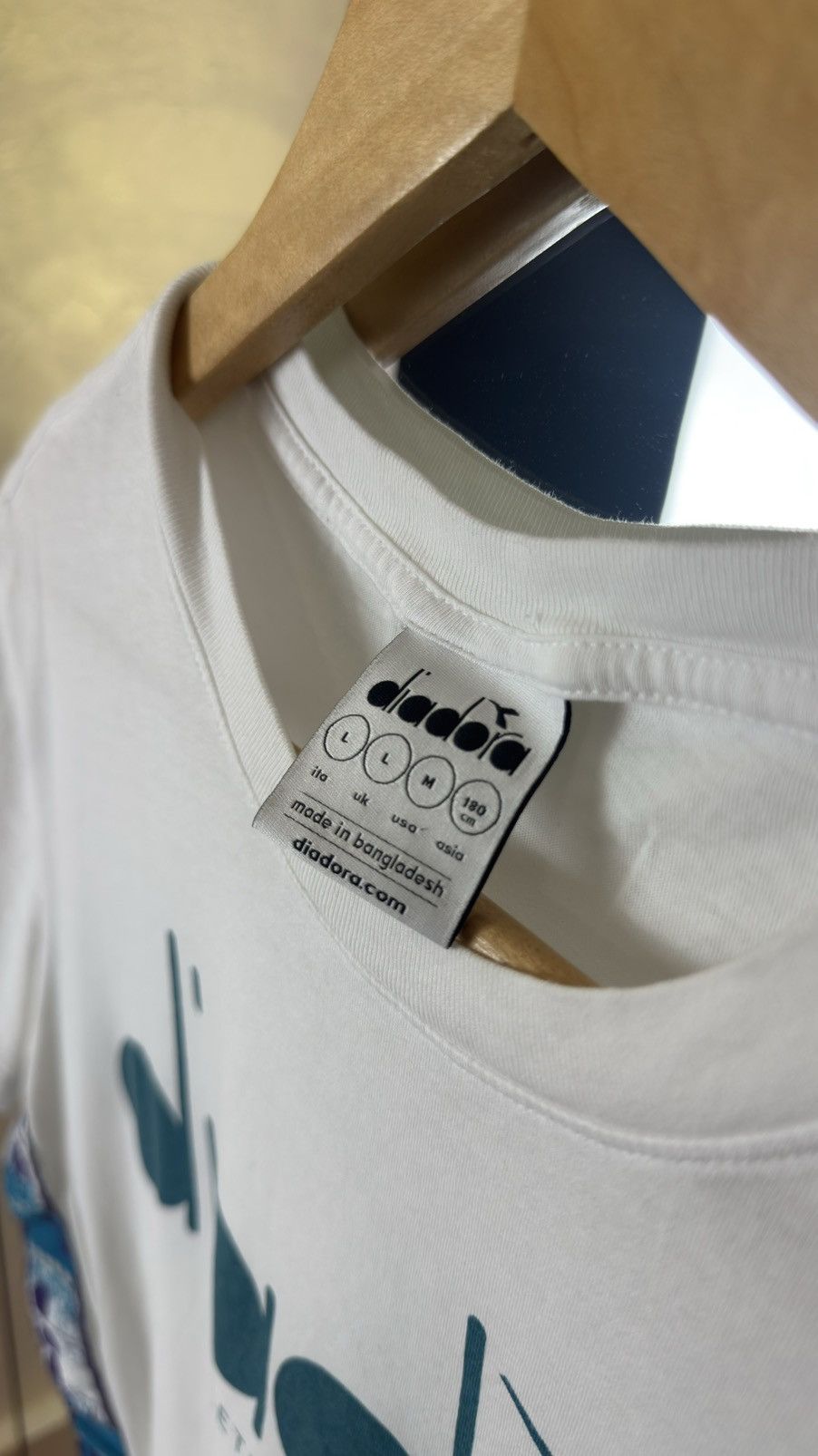 Diadora Diadora Retro Logo Tee with Spellout & Side Stripe Tape Size US L / EU 52-54 / 3 - 8 Thumbnail