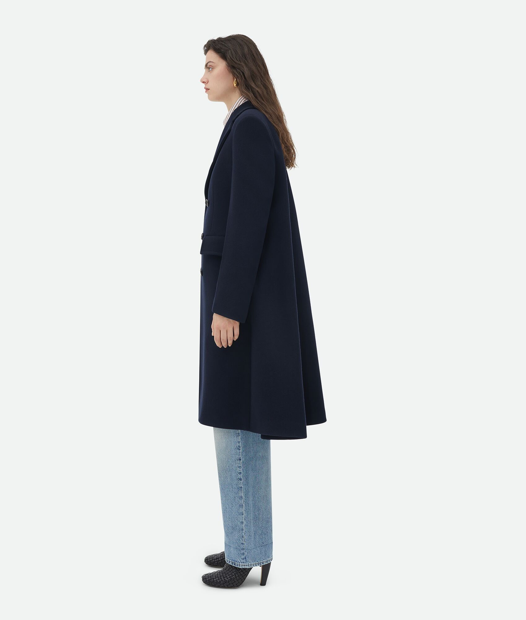 Bottega Veneta o1bcso1str0225 Wool And Cashmere Cape Coat in Navy Size M / US 6-8 / IT 42-44 - 2 Thumbnail