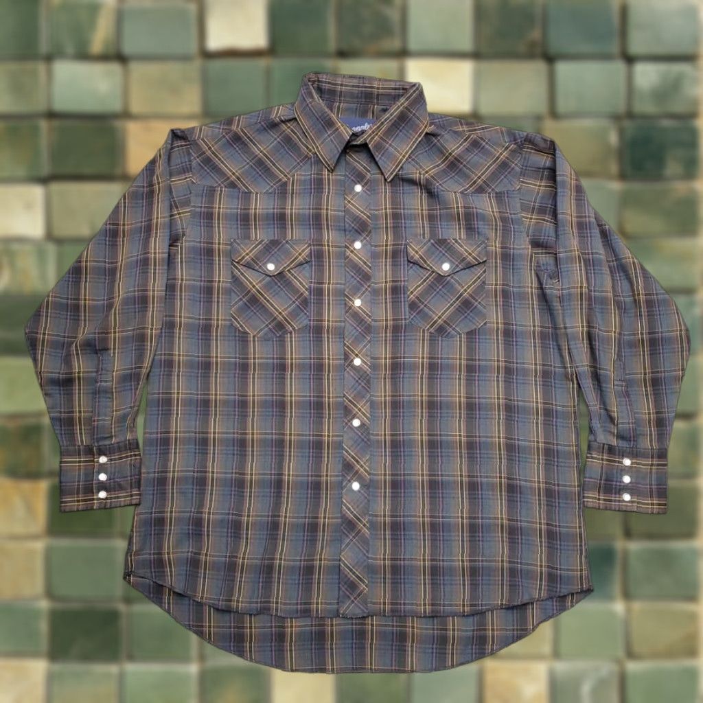 Wrangler VTG Wrangler Shirt Mens 17 x 34 Multicolor X Long Tails Plaid Pearl Snap Western Size US XL / EU 56 / 4 - 1 Thumbnail