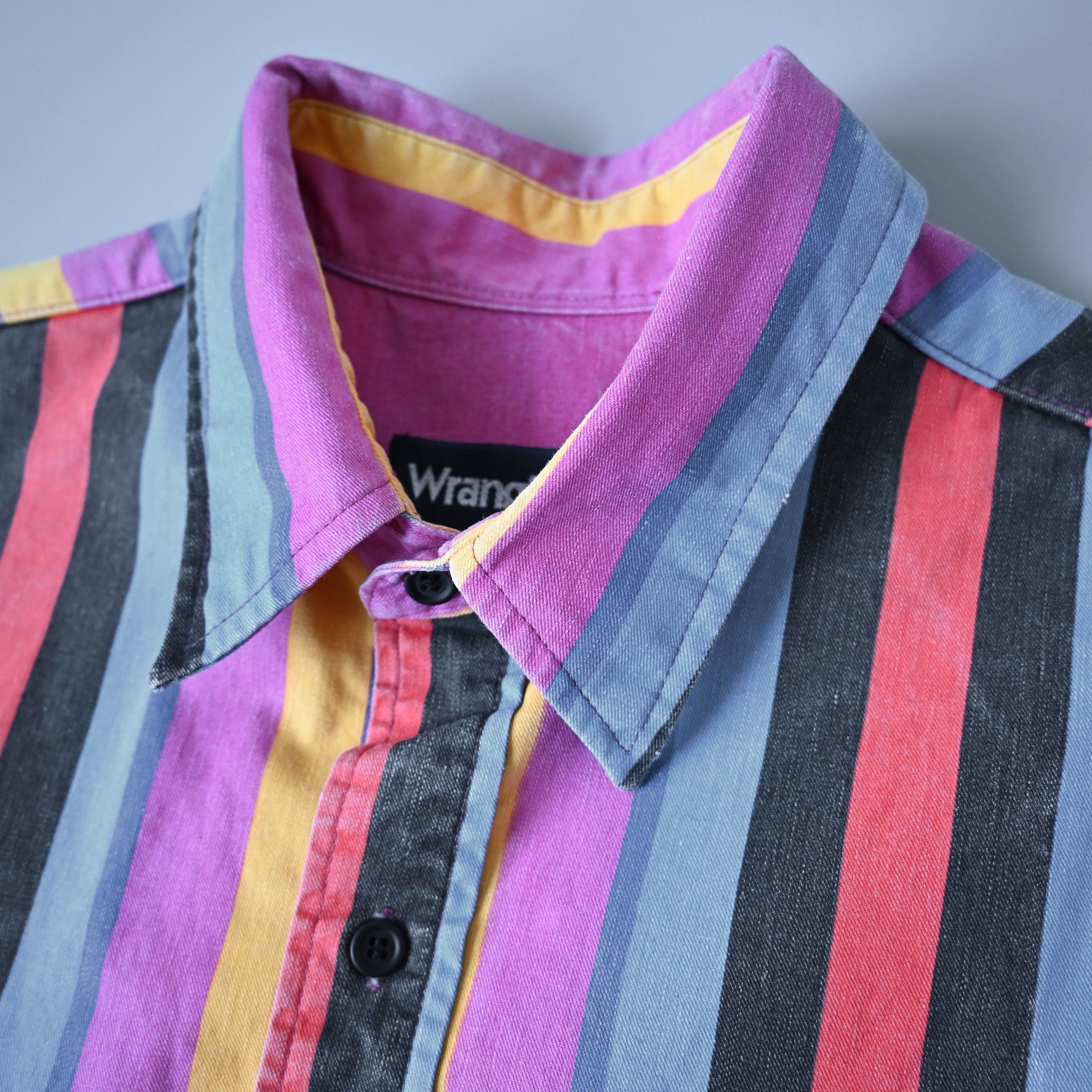 VTG 1990s Wrangler Brushpopper cape shirt multi/pink 16.5