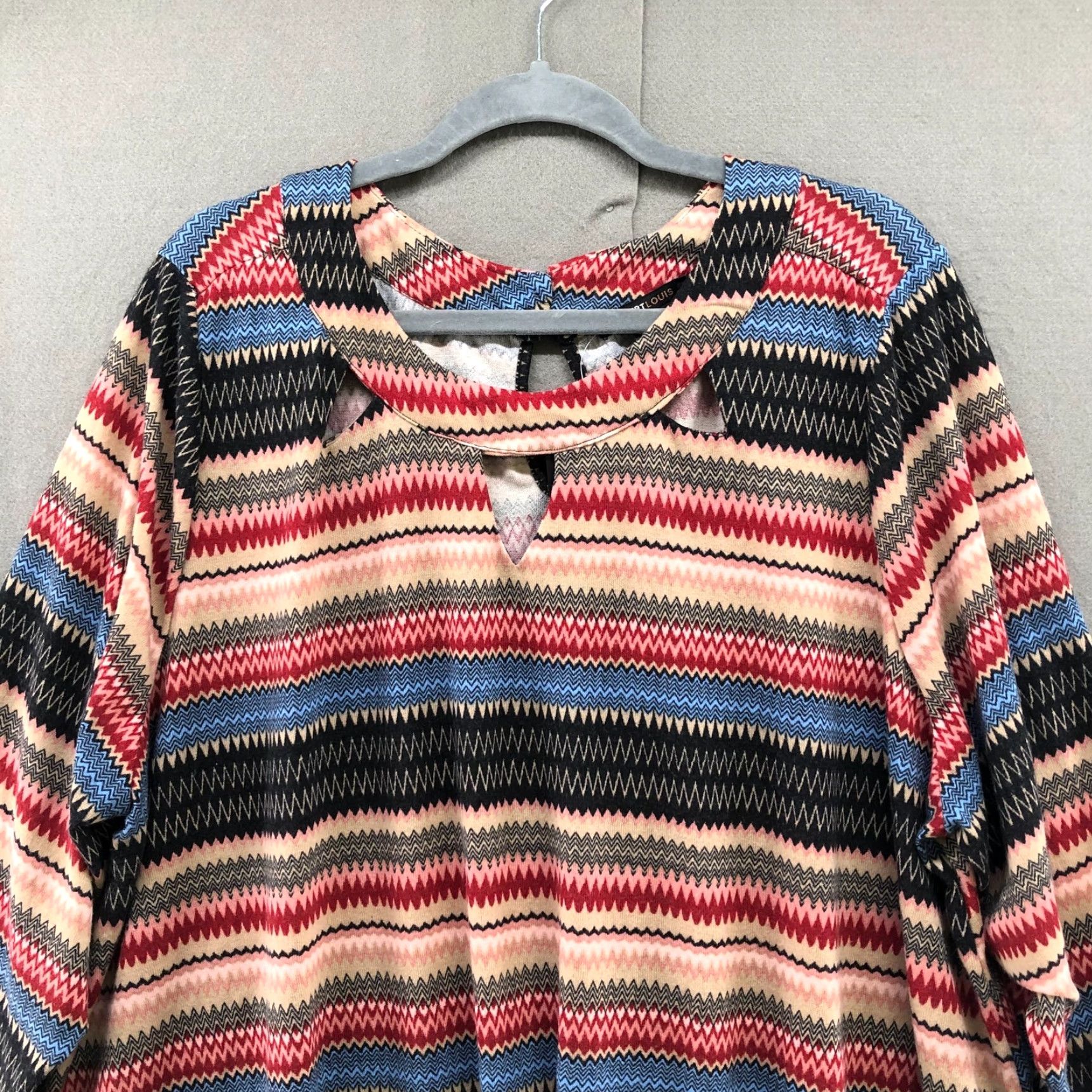 Vintage Robert Louis Top Womens 3X Tunic Western Print Cut Out Asymmetric 3/4 Sleeve NWT Size XXL / US 16-18 / IT 52-54 - 3 Thumbnail