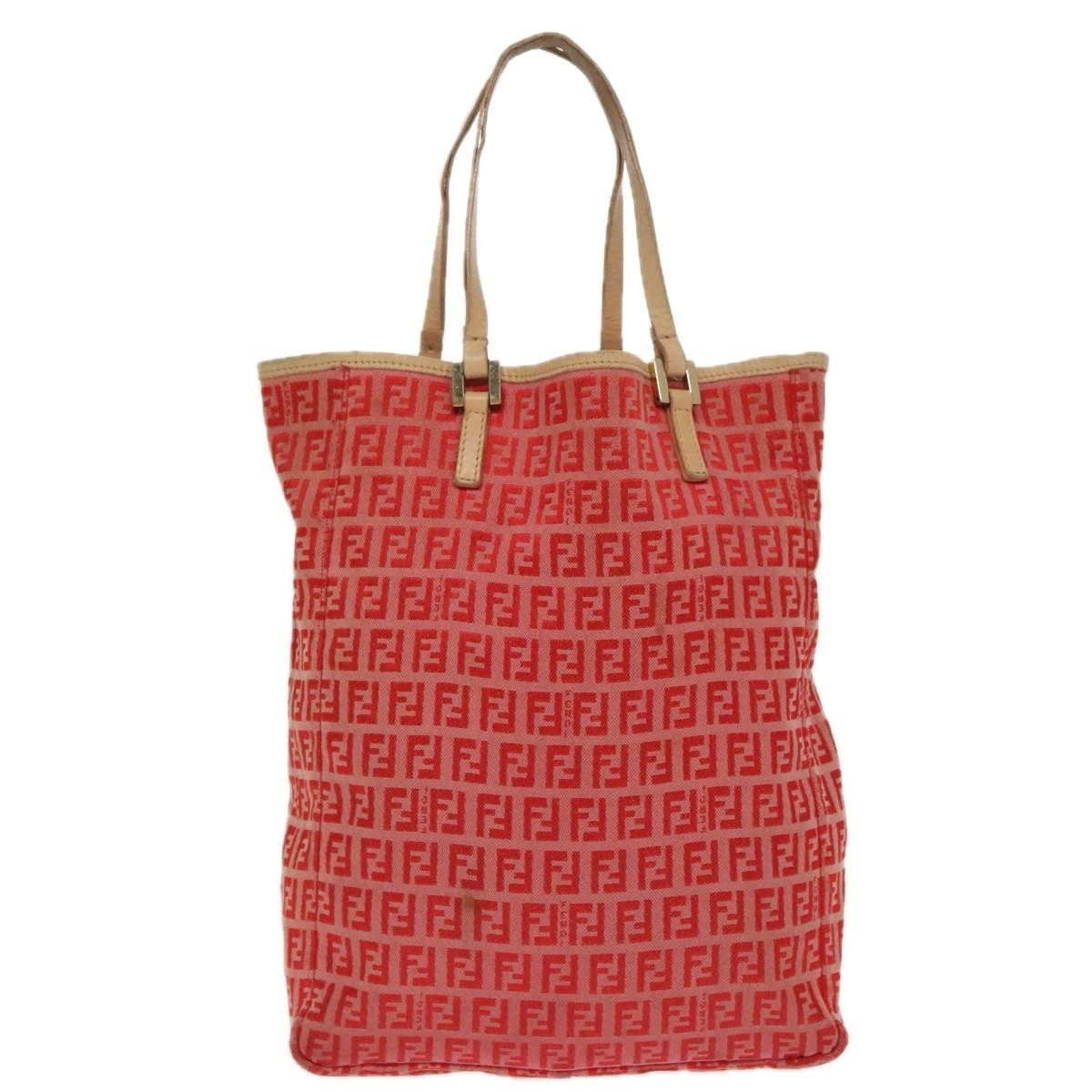 Fendi FENDI Zucchino Canvas Hand Bag Red Gold Size ONE SIZE - 3 Thumbnail