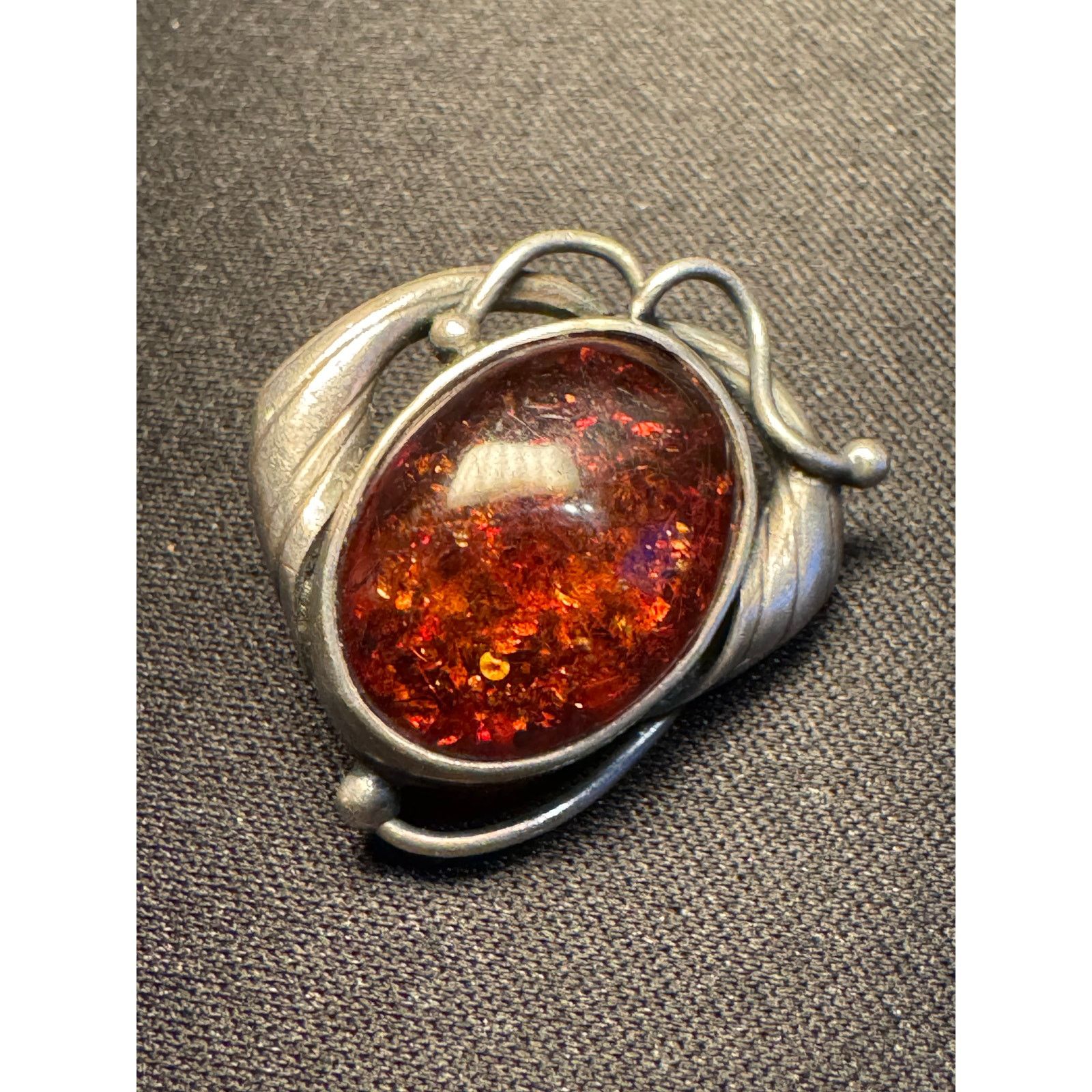 Other Vintage 925 Sterling Amber Brooch Tested as 925 Size ONE SIZE - 1 Thumbnail