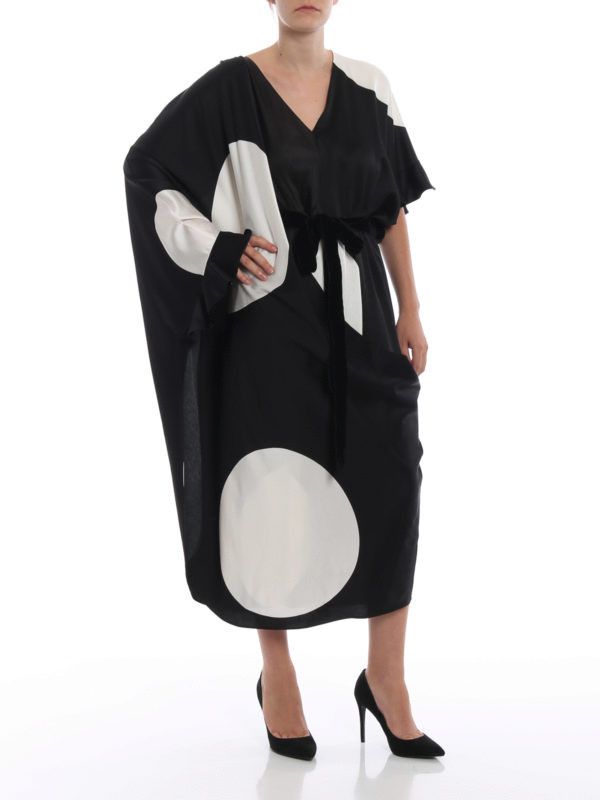 Valentino o1y0226 Midi Dress in Black/White Size XS / US 0-2 / IT 36-38 - 2 Thumbnail