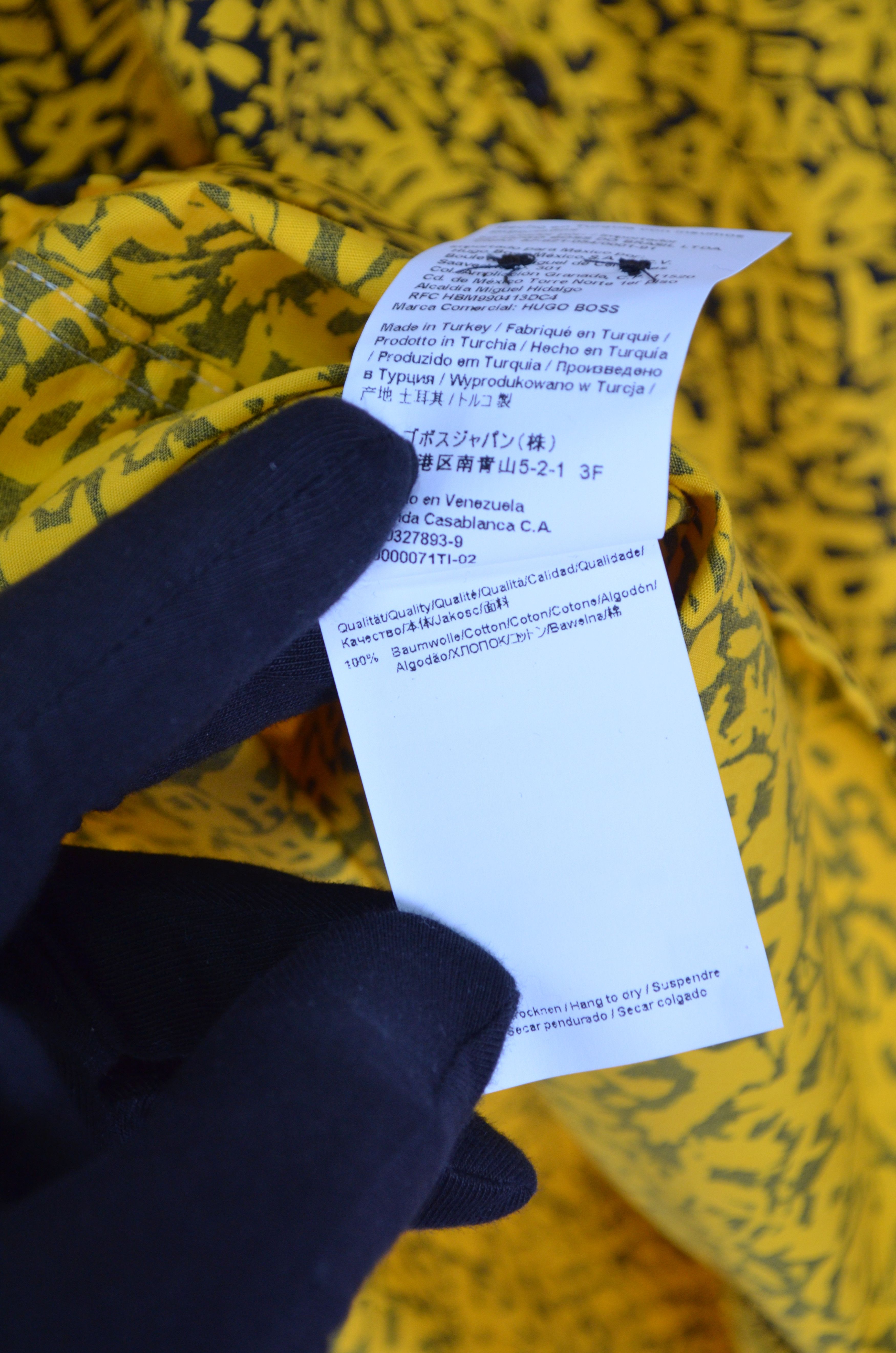 Hugo Boss Hugo Boss Yellow Abstract Print Extra Slim Fit Shirt Size M Size US M / EU 48-50 / 2 - 7 Thumbnail