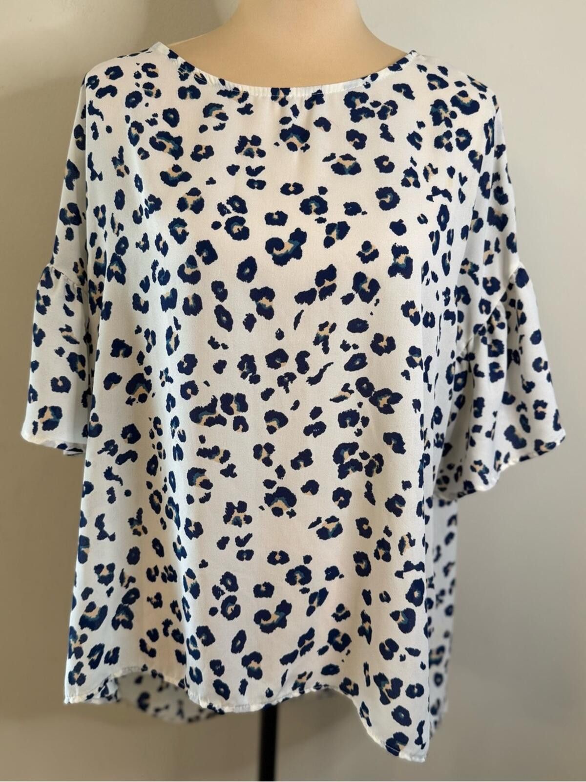 Other Red Lolly boho leopard print top white blue tan black SZ SM Size S / US 4 / IT 40 - 1 Thumbnail