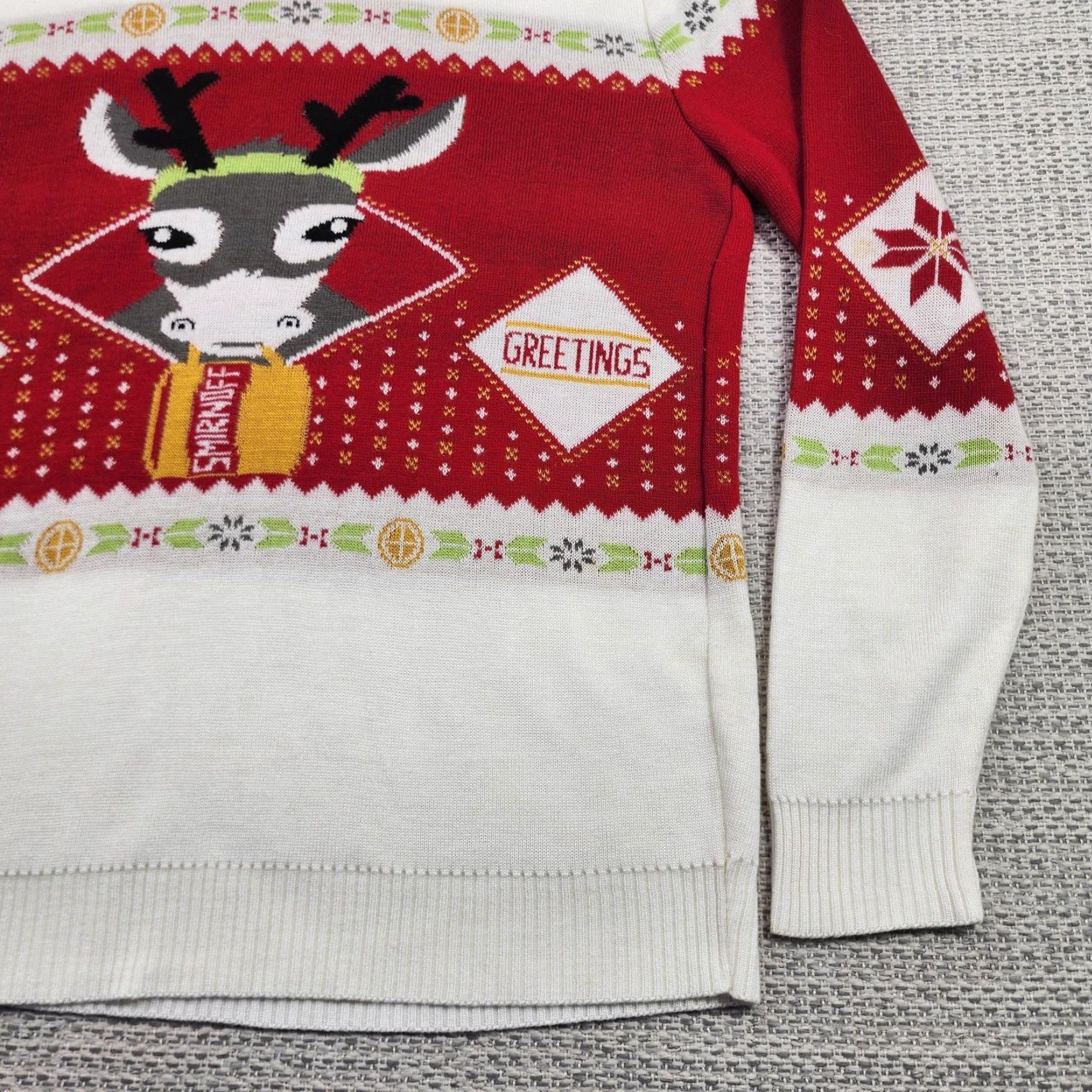 Vintage Smirnoff Sweater Mens M Red Ugly Christmas Mule-Tide Greetings Graphic Print Knit Pullover Crew Neck Holiday Party/Cocktail Seasonal Mens Size US M / EU 48-50 / 2 - 2 Thumbnail