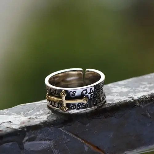 Other 925 Silver Plated Adjustable Cross Ring for Men Women Size ONE SIZE - 3 Thumbnail